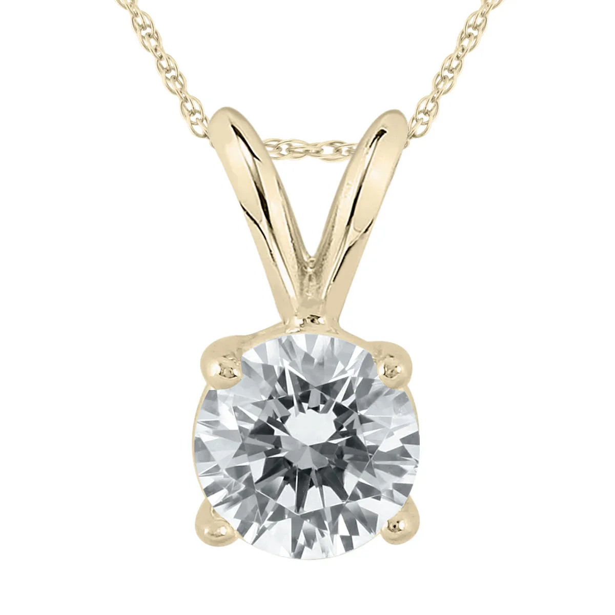 1 Carat Diamond Solitaire Pendant in 14K Yellow Gold (J-K Color, I2-I3 Clarity)