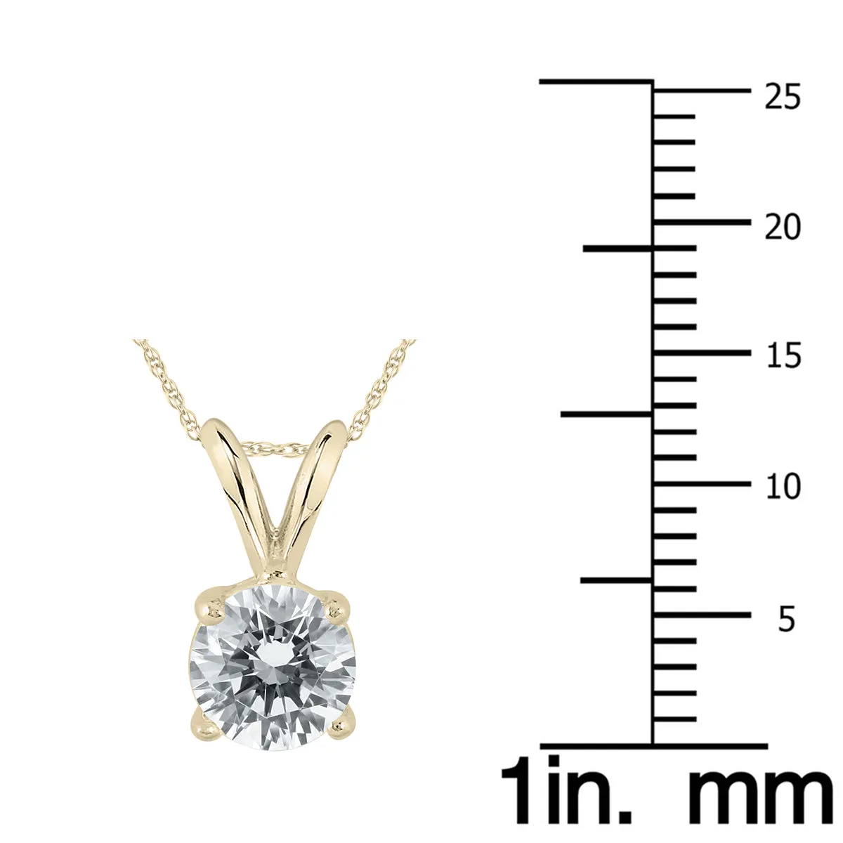 1 Carat Diamond Solitaire Pendant in 14K Yellow Gold (J-K Color, I2-I3 Clarity)