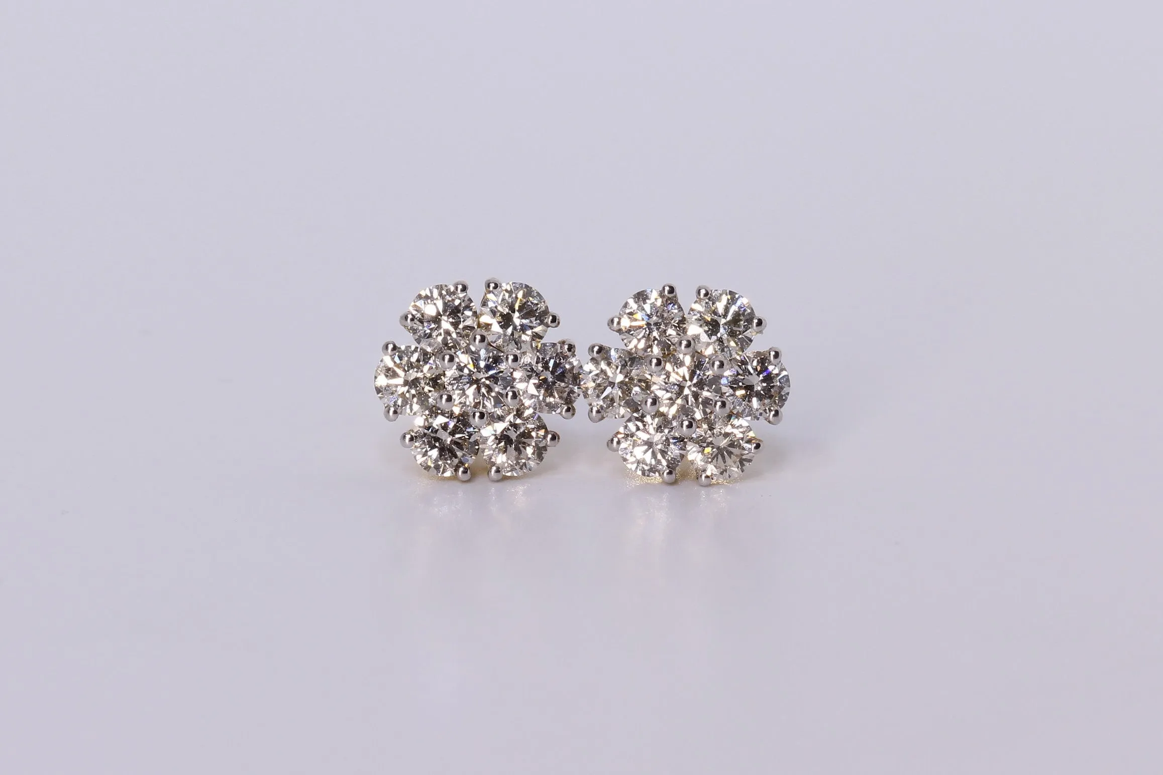 10K Yellow Flower Cluster Earrings 2.12Ctw