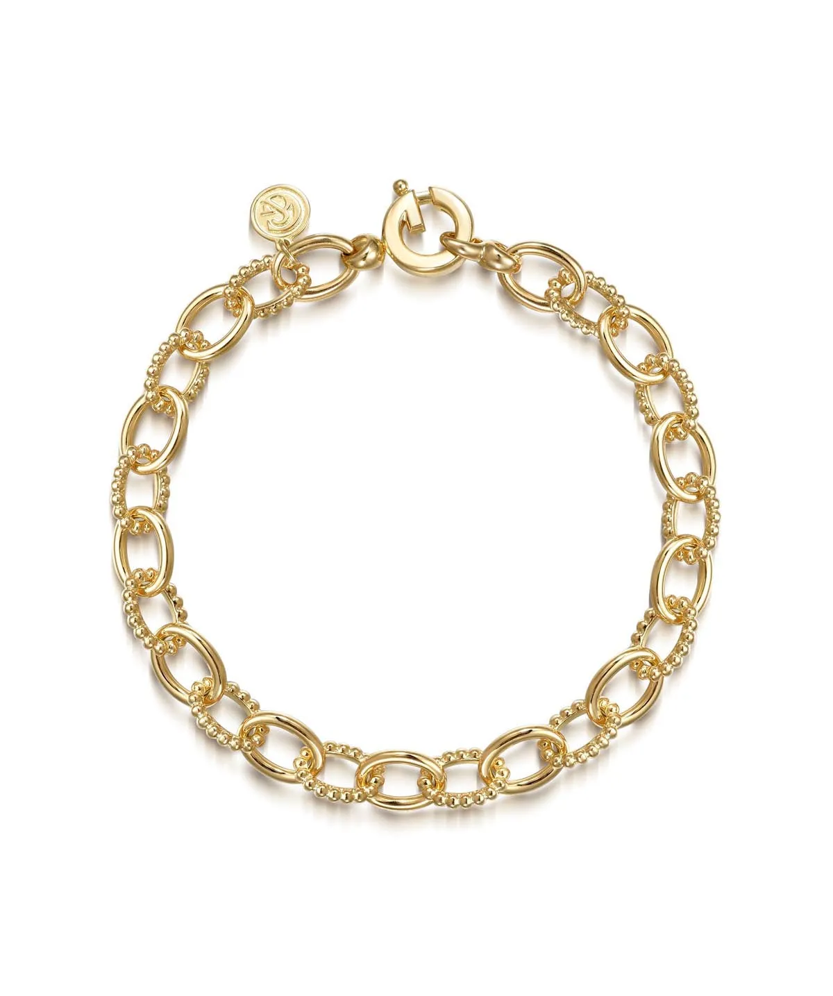 14K Yellow Gold Hollow Tube Bujukan Link Bracelet