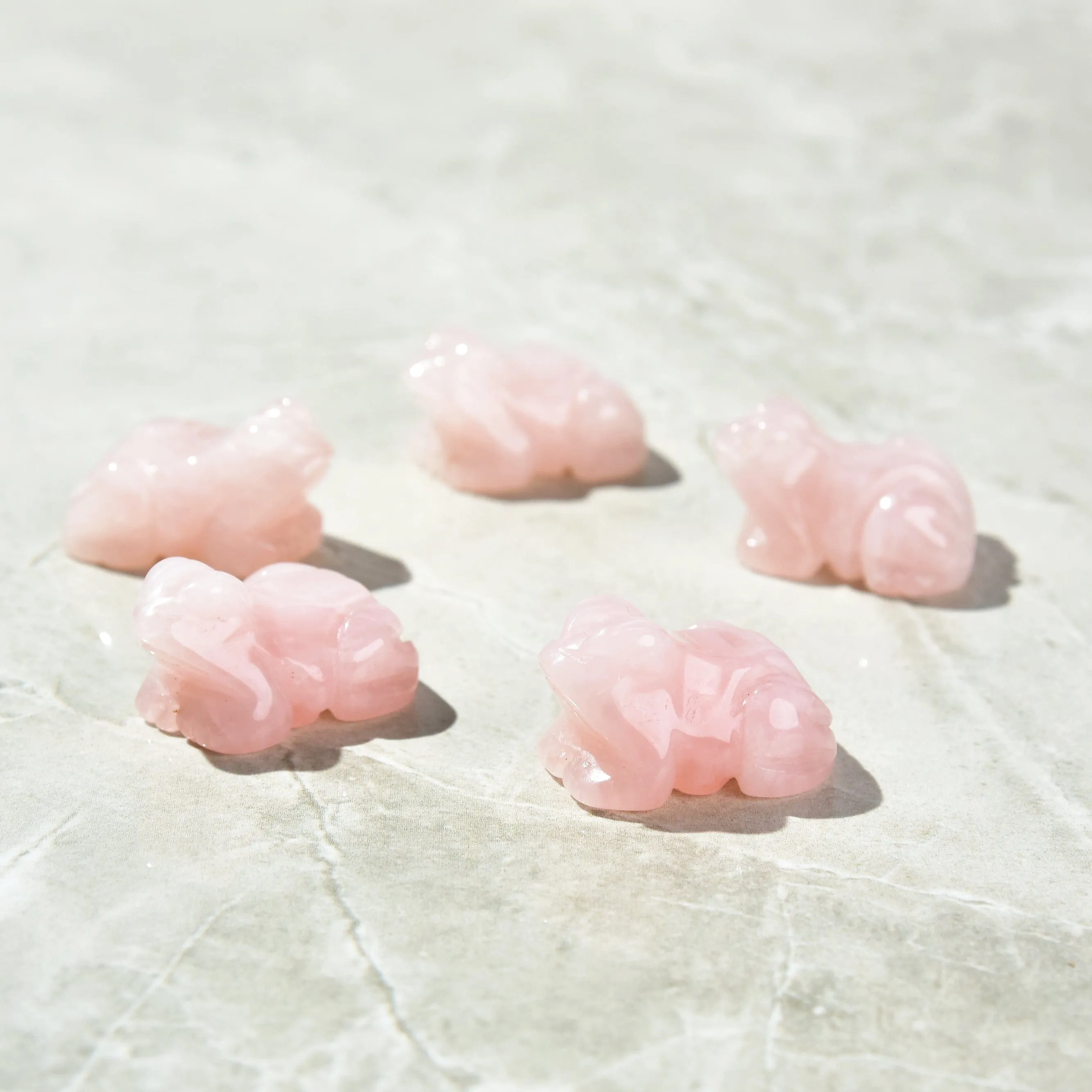 1.5 Rose Quartz Frog Natural Gemstone Carving