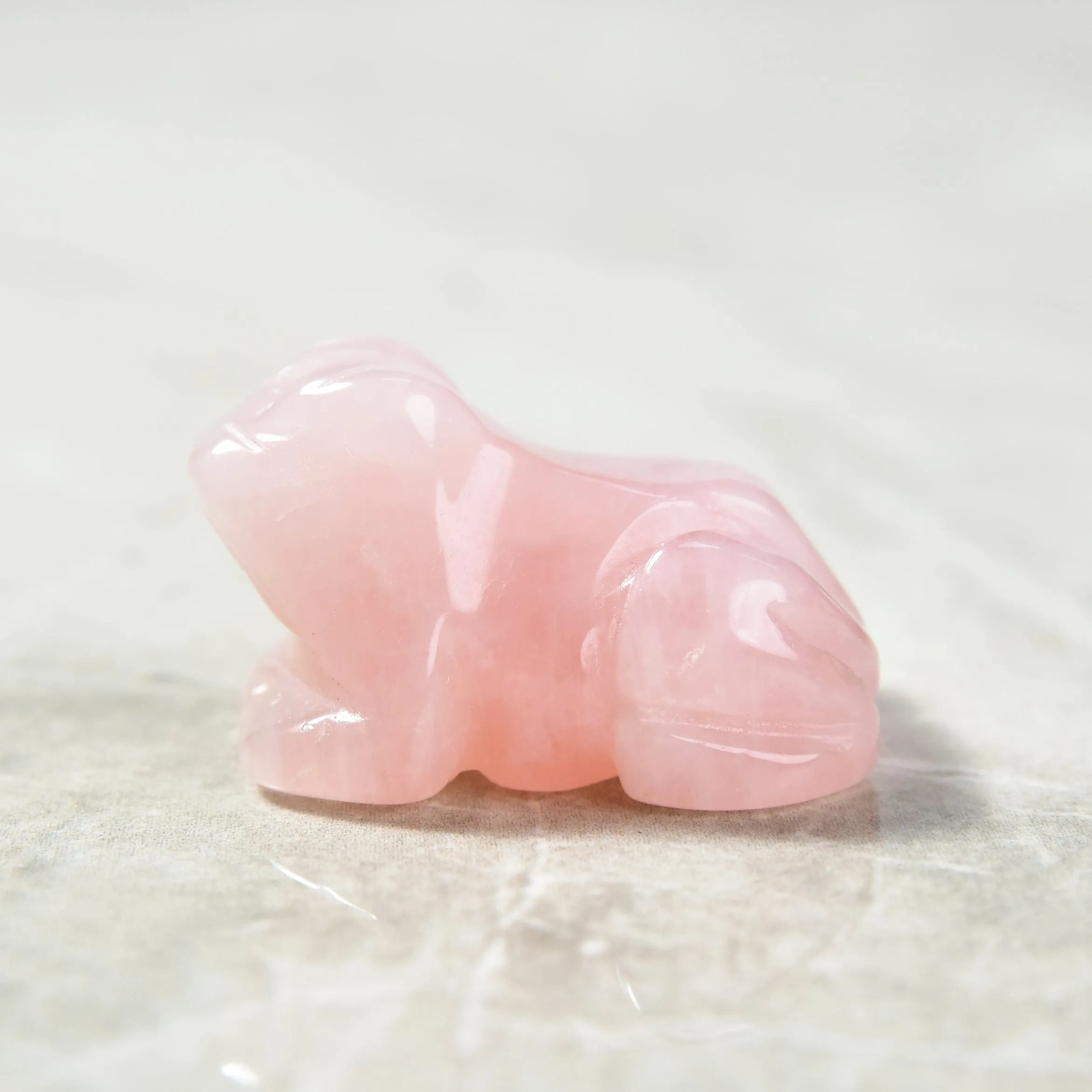 1.5 Rose Quartz Frog Natural Gemstone Carving