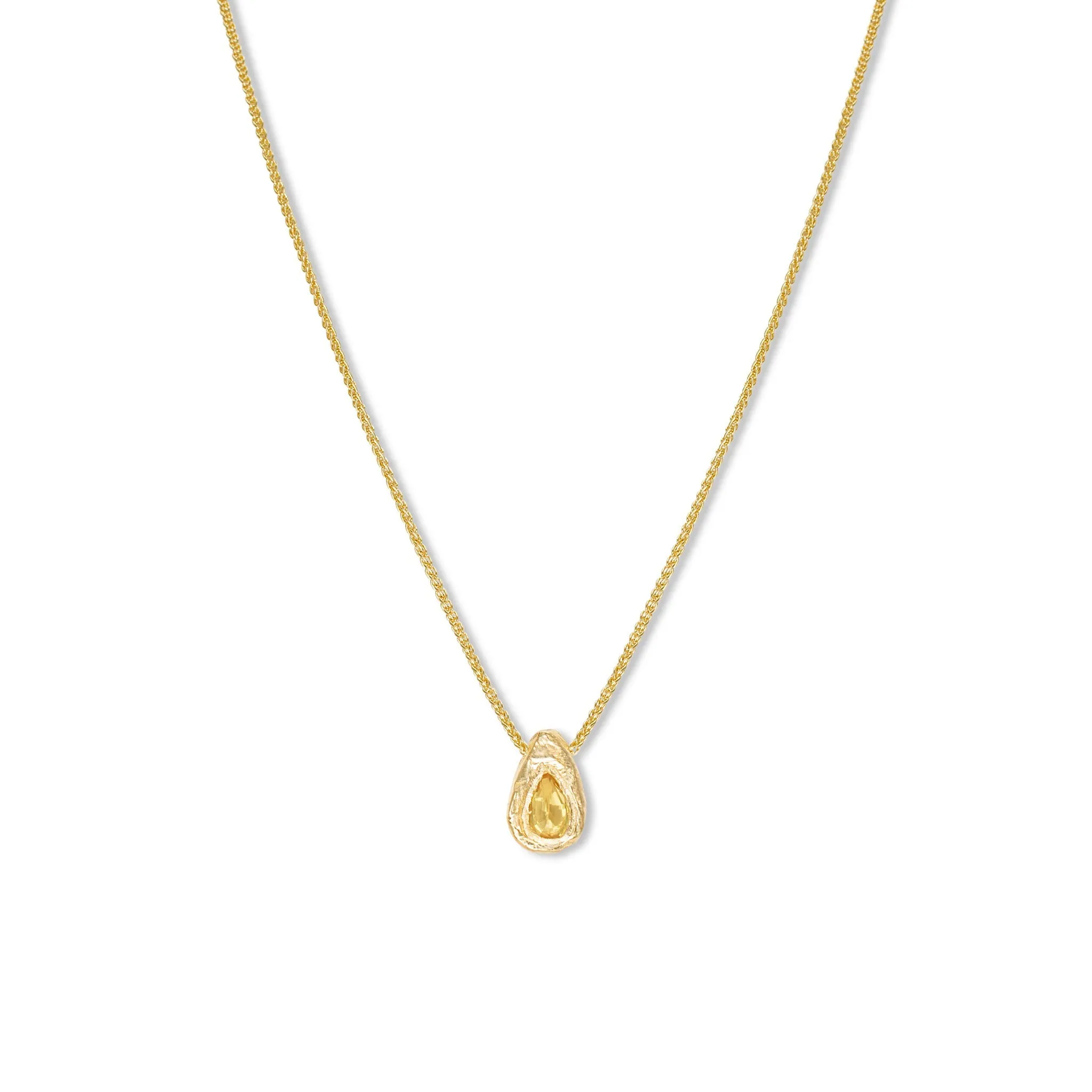 18K Teardrop Slider Necklace in Yellow Sapphire