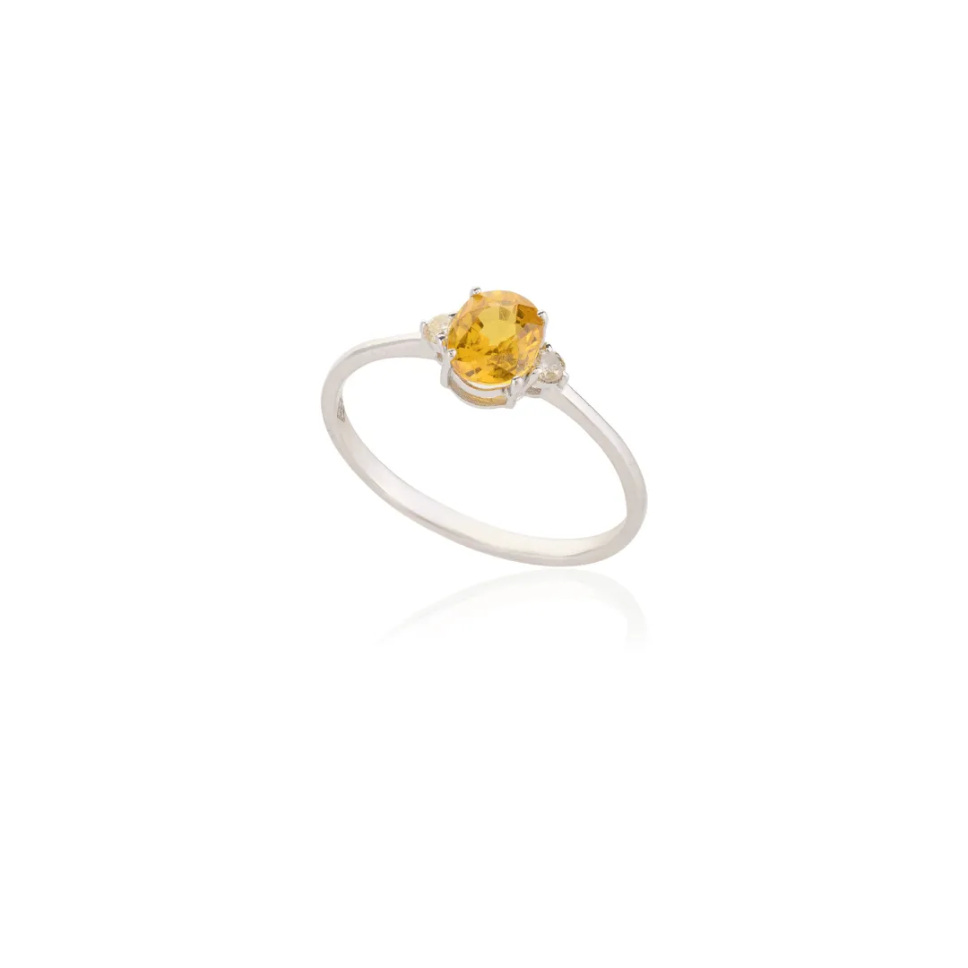 18K White Gold Yellow Sapphire Ring