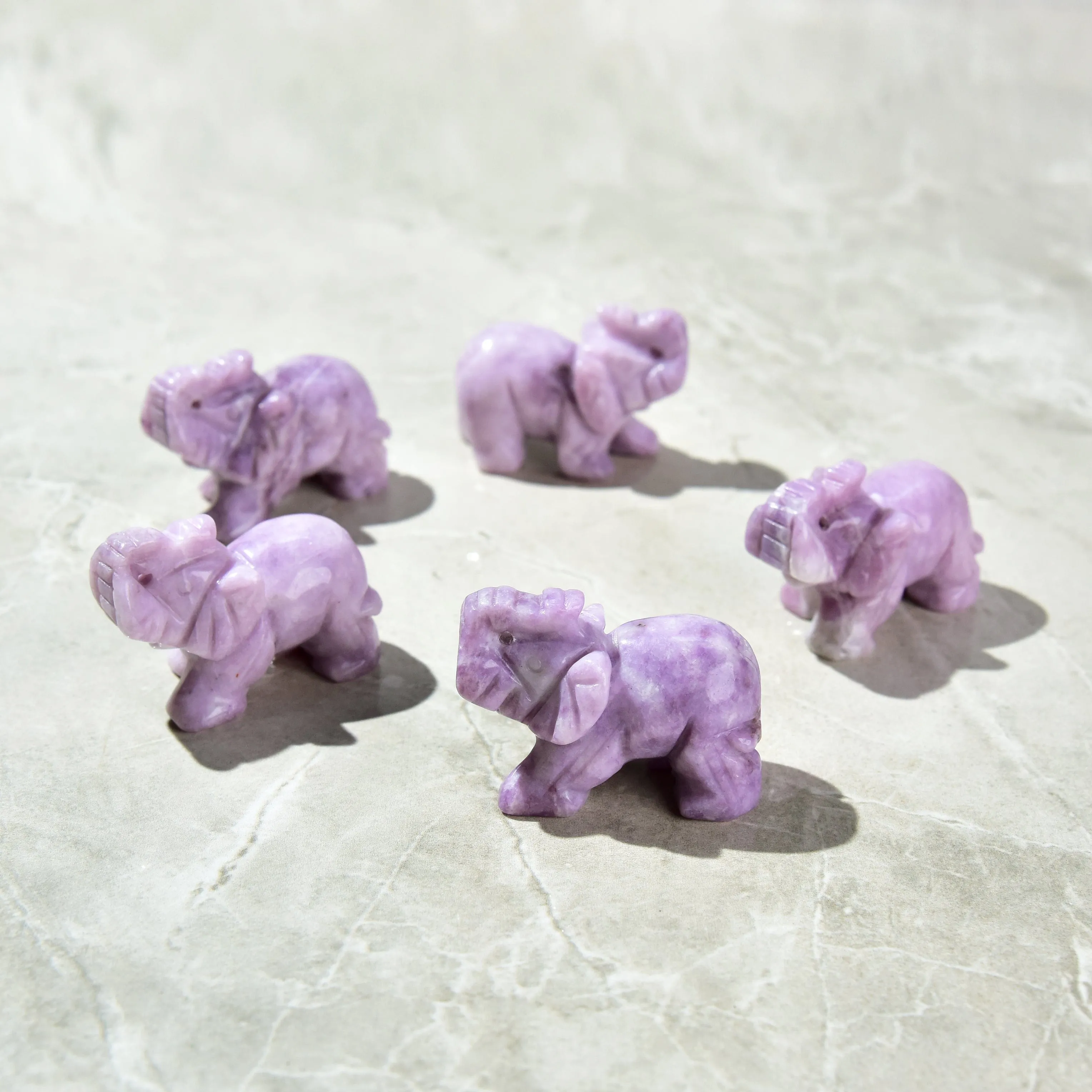 2 Lepidolite Elephant Natural Gemstone Carving