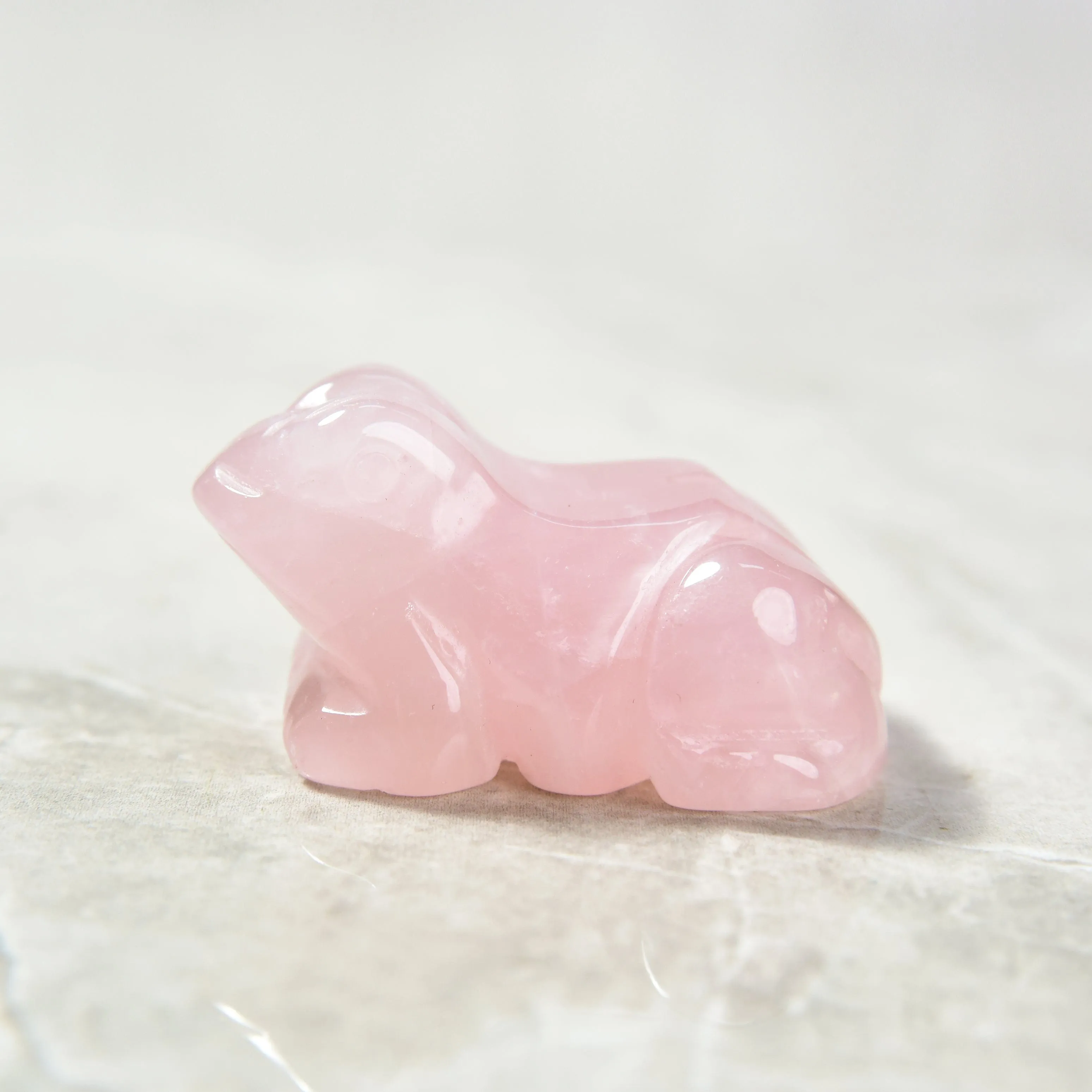 2 Rose Quartz Frog Natural Gemstone Carving