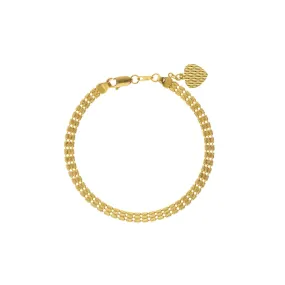 22K Yellow Gold Gorgeous Link Peace Bracelet W/ Flat Beaded Chain, 8.5 grams