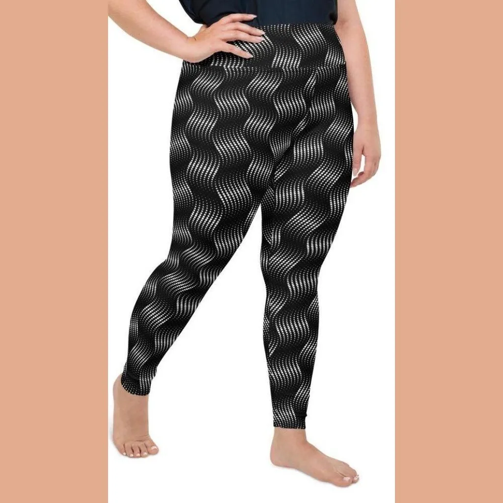 3D Black Pattern Plus Size Leggings