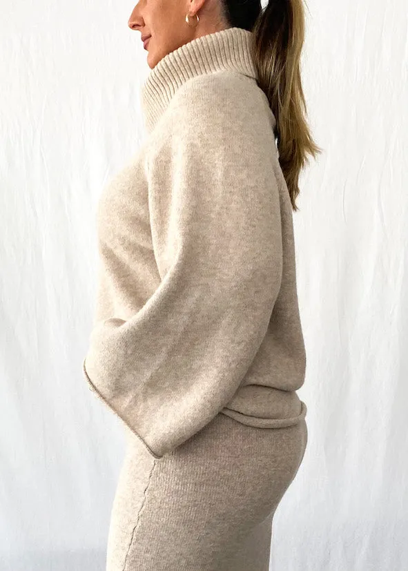 Alannah Roll Neck Knit - Oatmeal