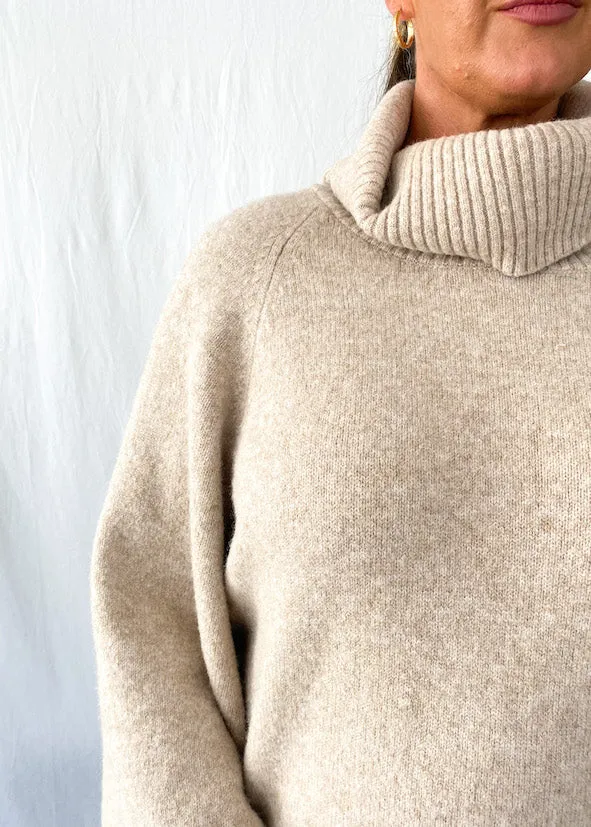 Alannah Roll Neck Knit - Oatmeal