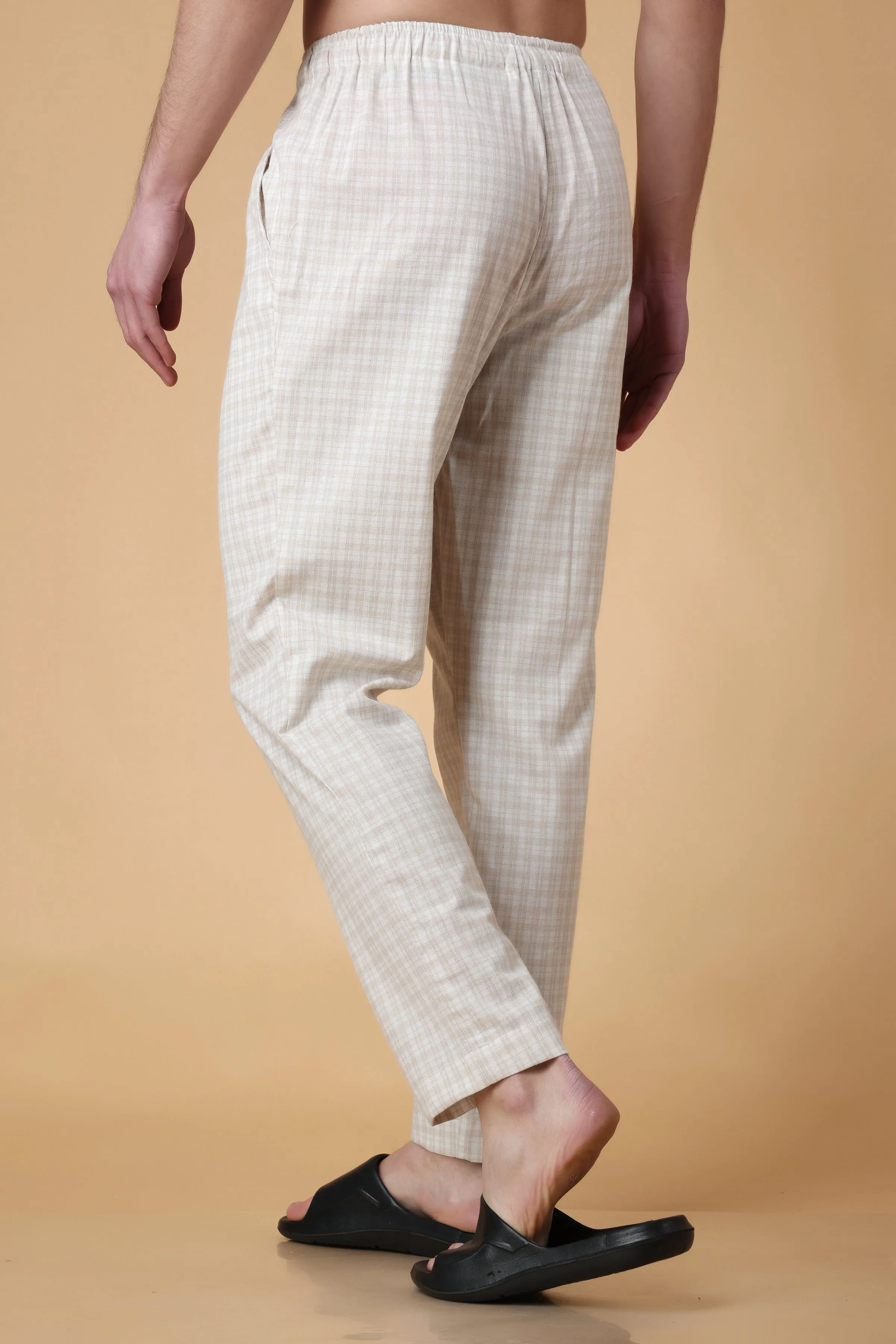 Almond Checked Cotton Pant Pajama