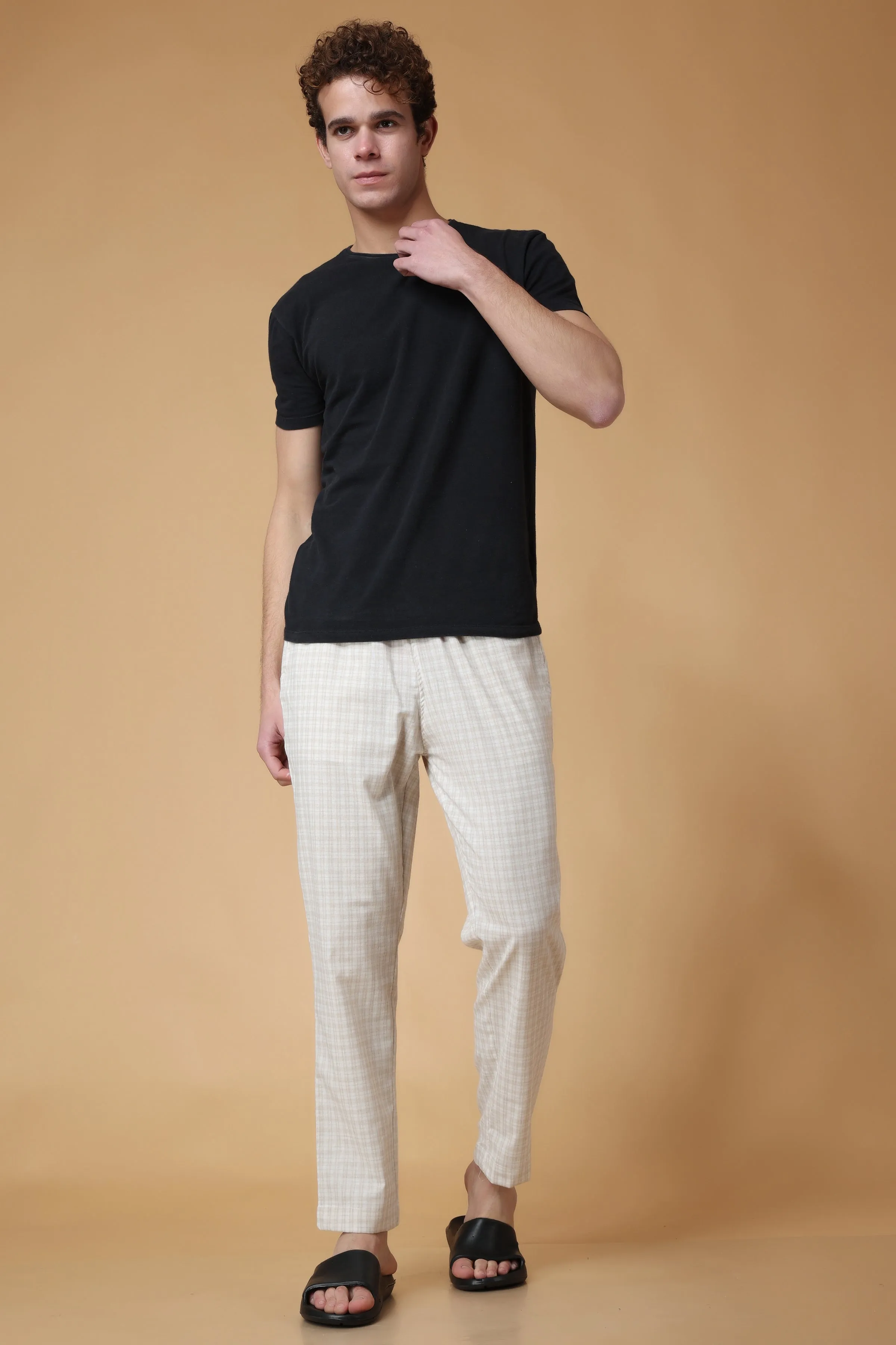 Almond Checked Cotton Pant Pajama