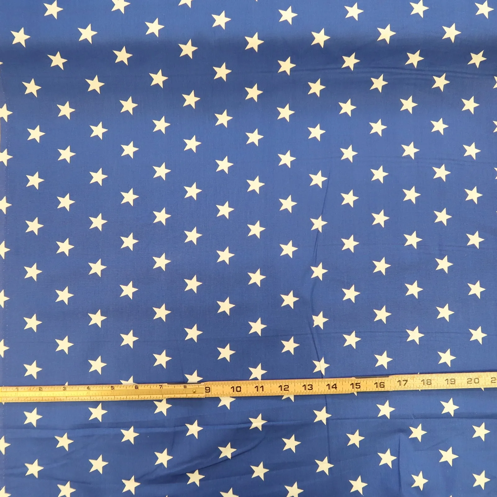 American Flag Star Print Fabric - Blue Cotton