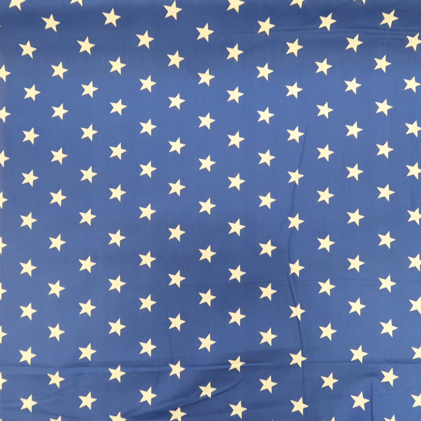 American Flag Star Print Fabric - Blue Cotton