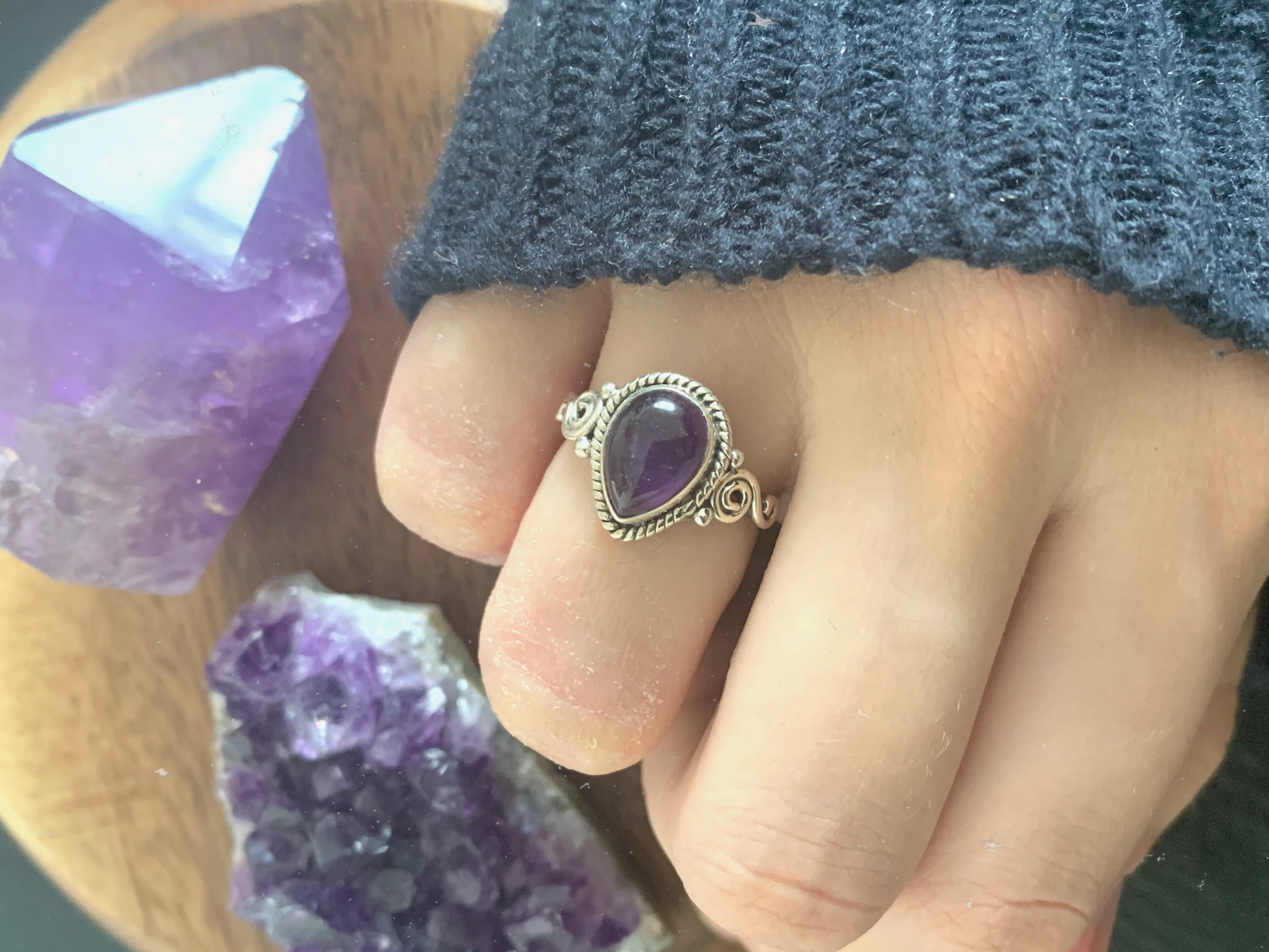 Amethyst Kala Ring - Teardrop