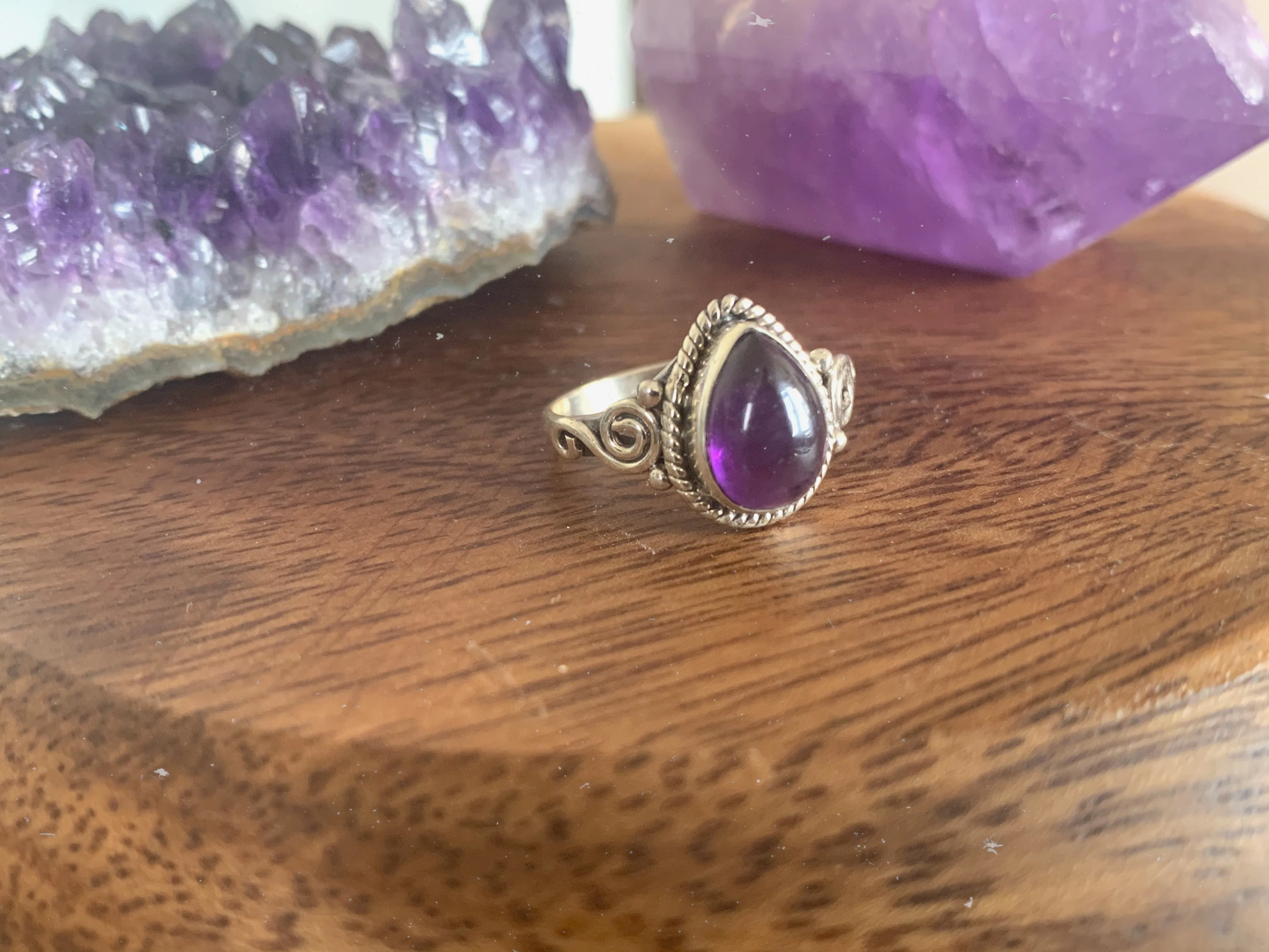 Amethyst Kala Ring - Teardrop