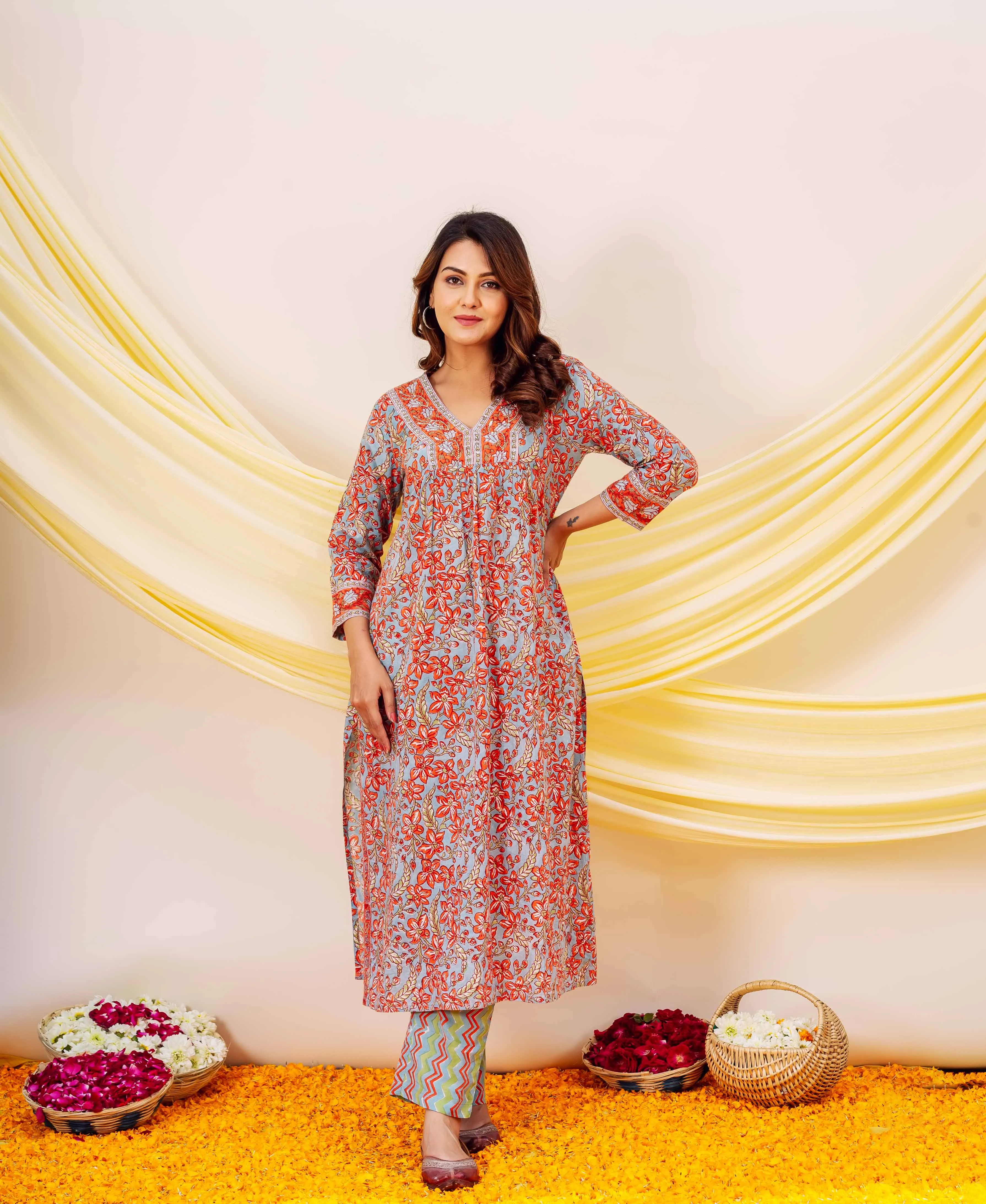 Anouk Cotton Hand Block Printed Kurta