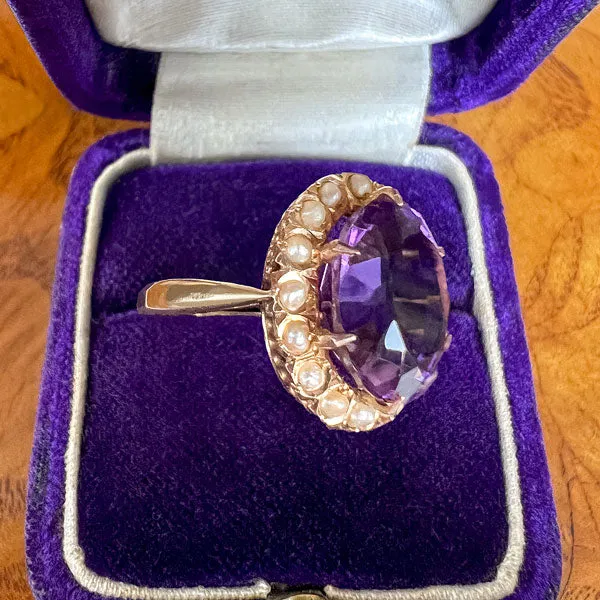 Antique Amethyst & Pearl Ring