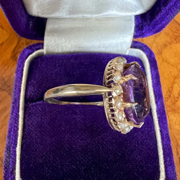 Antique Amethyst & Pearl Ring