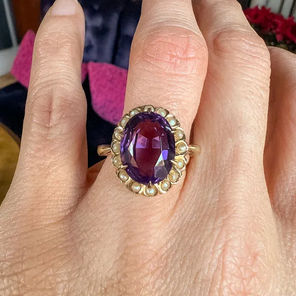 Antique Amethyst & Pearl Ring