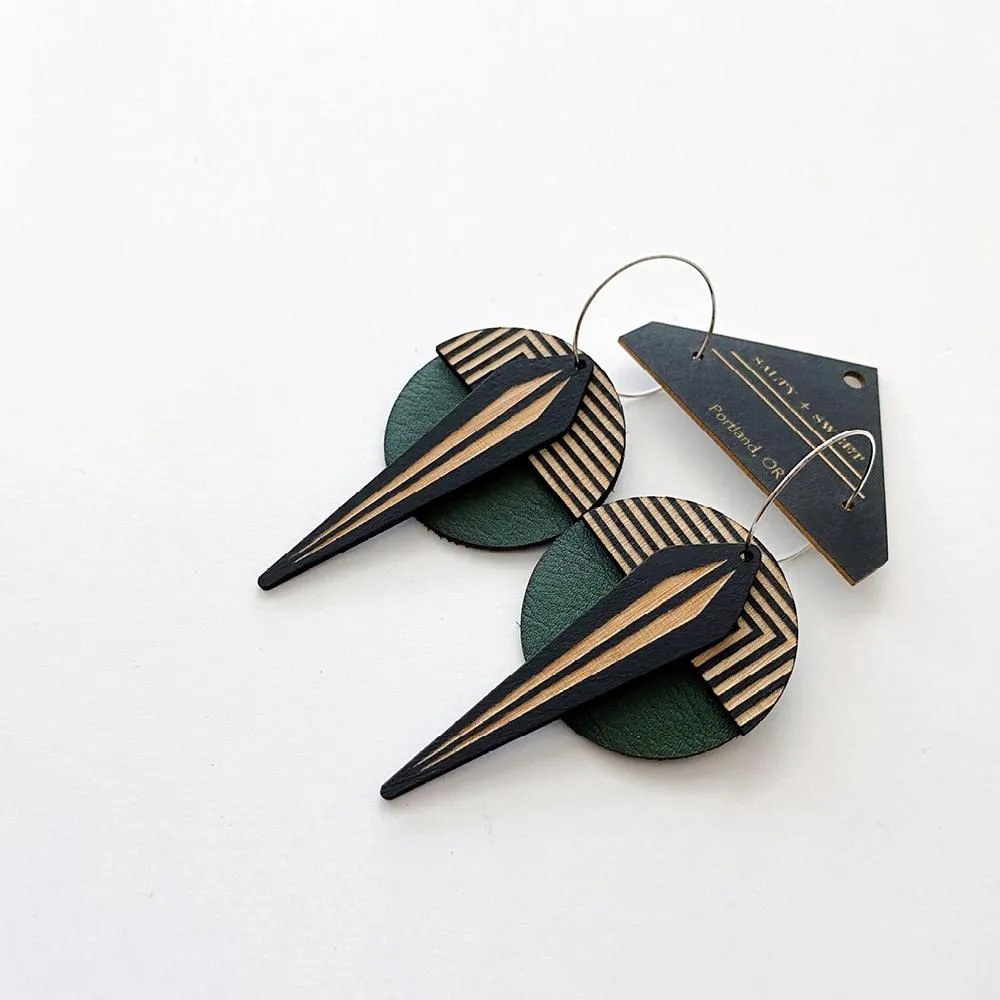 Architectural Lightweight Leather   Birch earring: Geo Naja