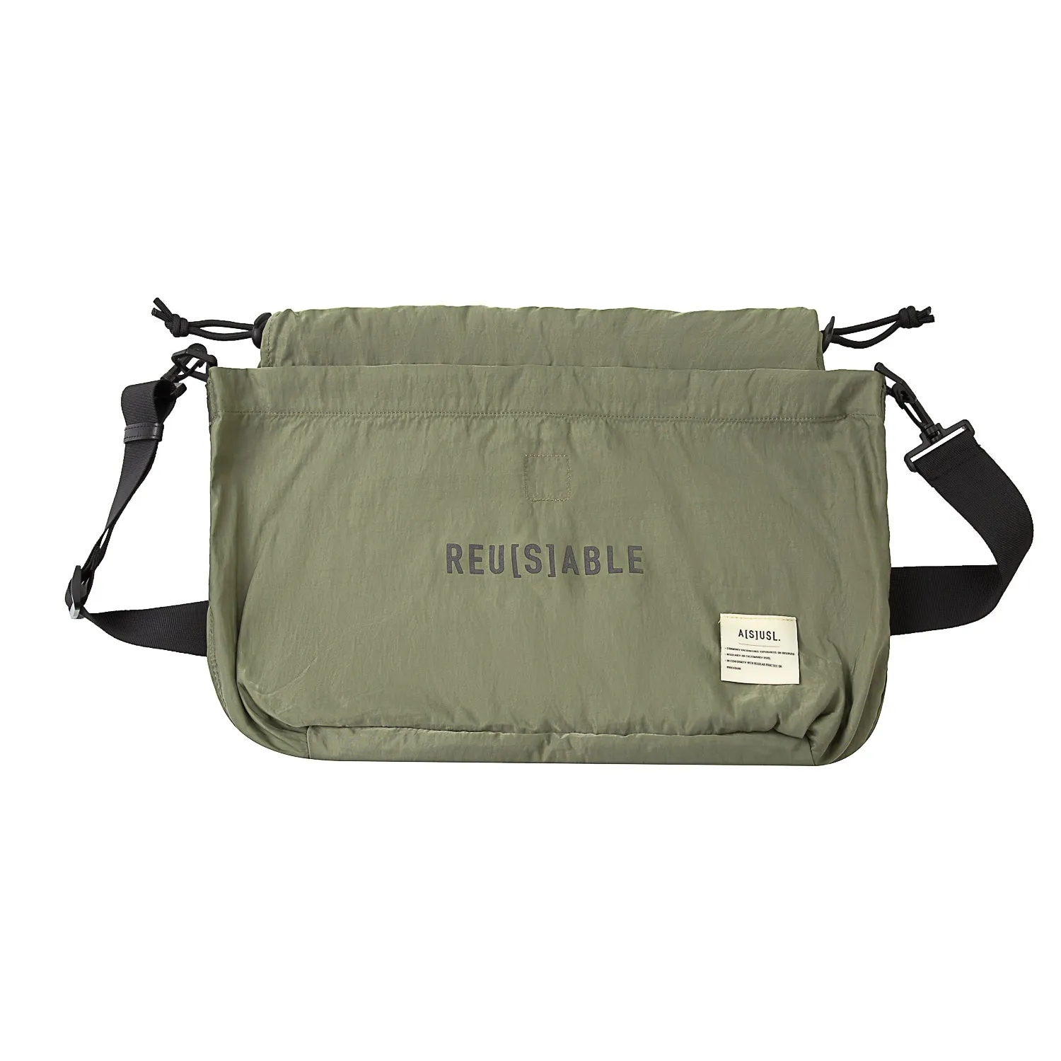 A[S]USL REFLECTIVE LOGO MESSENGER BAG-OLIVE