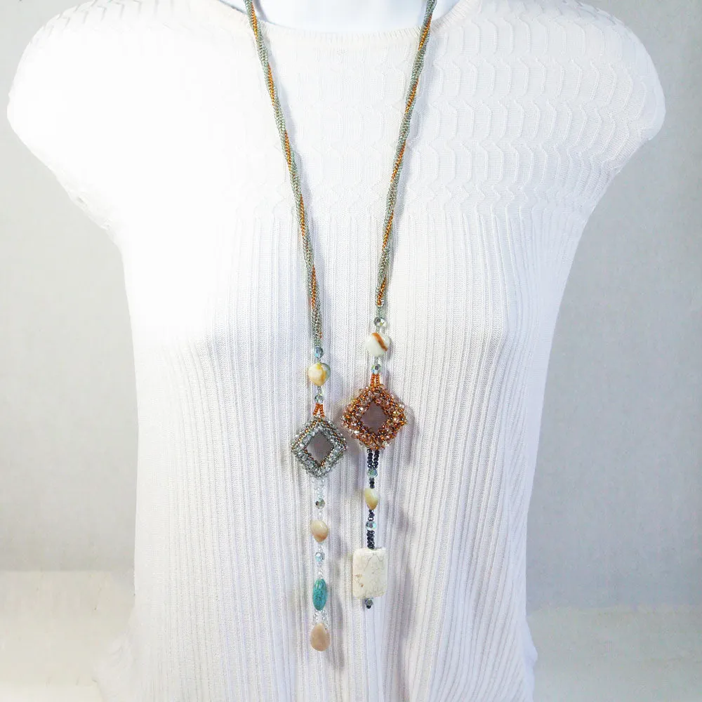 Batini, Lariat Seed Beaded Necklace