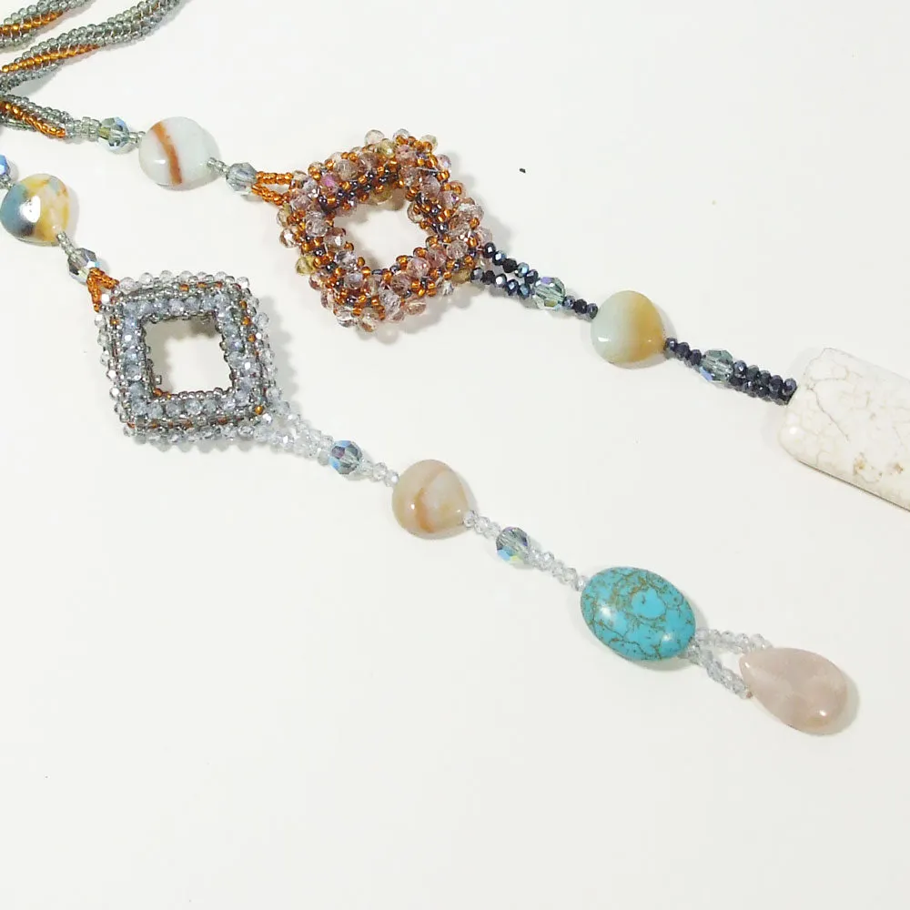 Batini, Lariat Seed Beaded Necklace