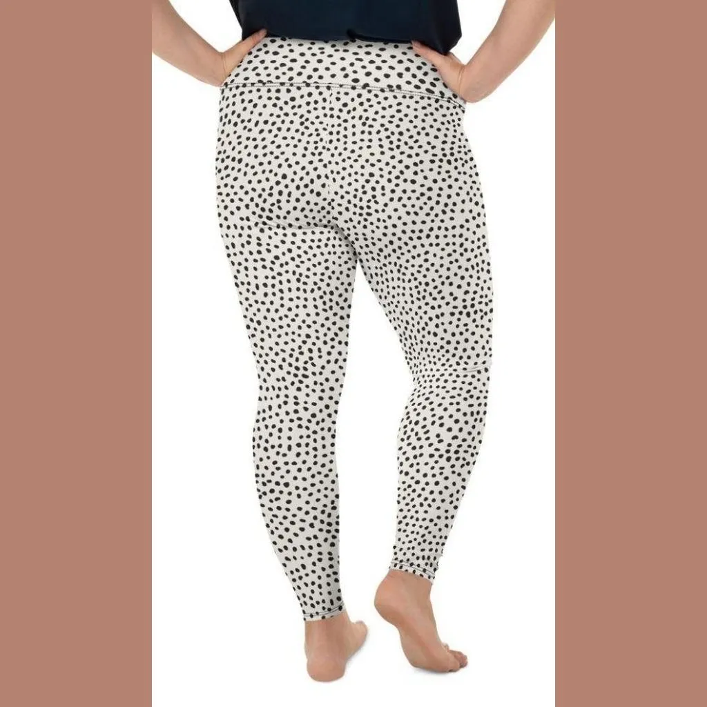 Beige Polka Dot Pattern Plus Size Leggings