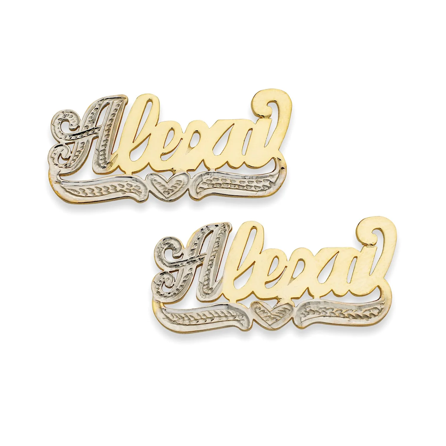 Better Jewelry 14K Gold Script Single Nameplate Stud Earrings