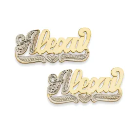 Better Jewelry 14K Gold Script Single Nameplate Stud Earrings