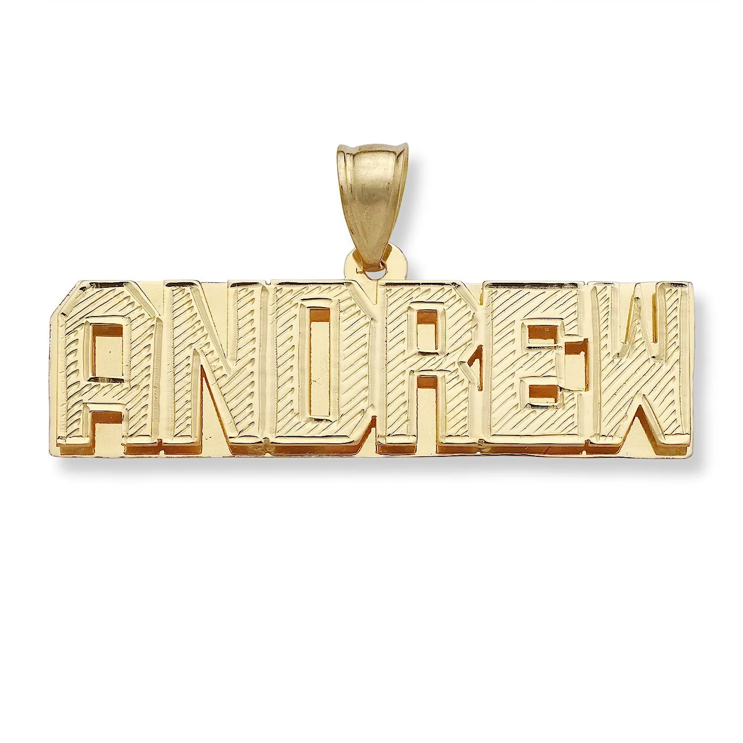 Better Jewelry Block 14K Gold Double Nameplate Pendant