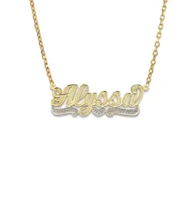 Better Jewelry Heart Diamond Cut Script 10K Gold Nameplate Necklace