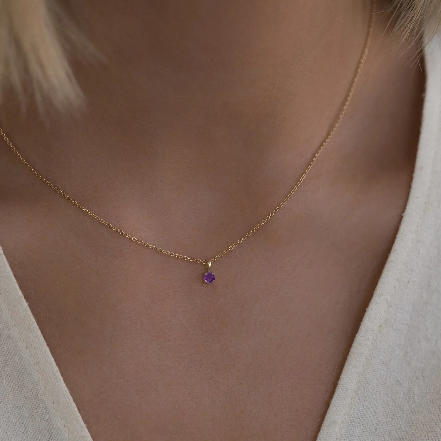 Birthstone Necklace | Gold & Amethyst