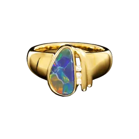 Black Opal Pear Ring