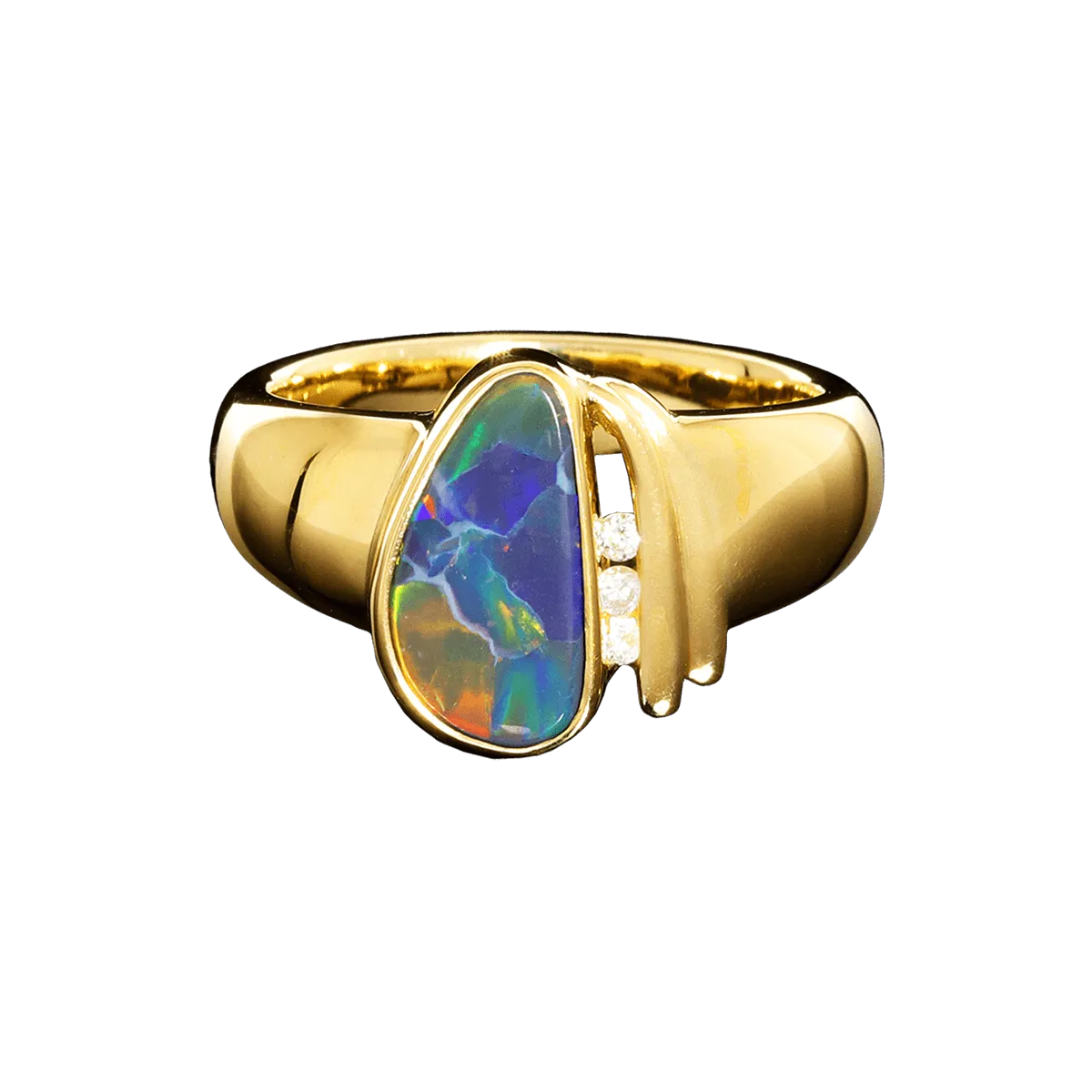 Black Opal Pear Ring