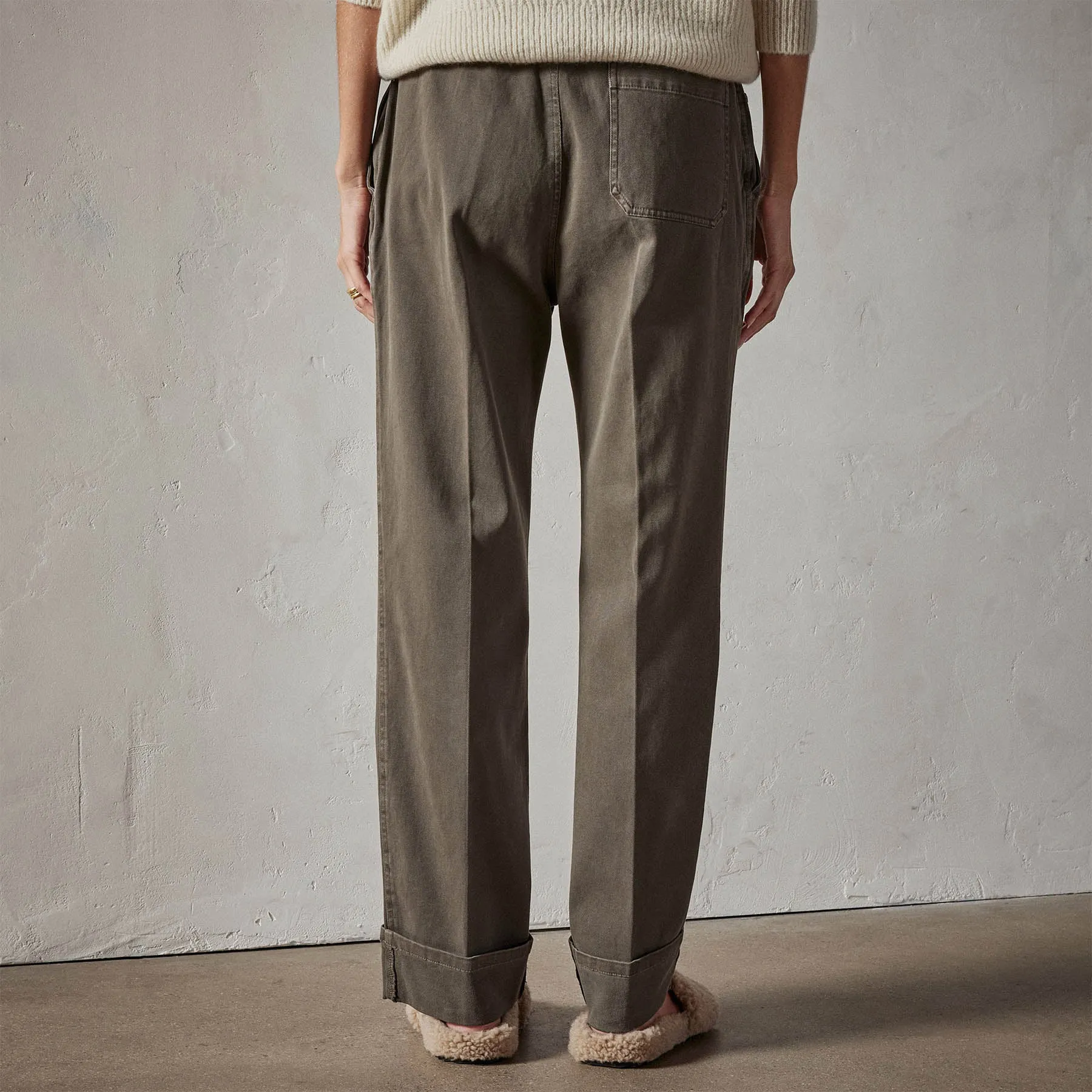 Brushed Cotton Twill Cuffed Trouser - Tent Pigment