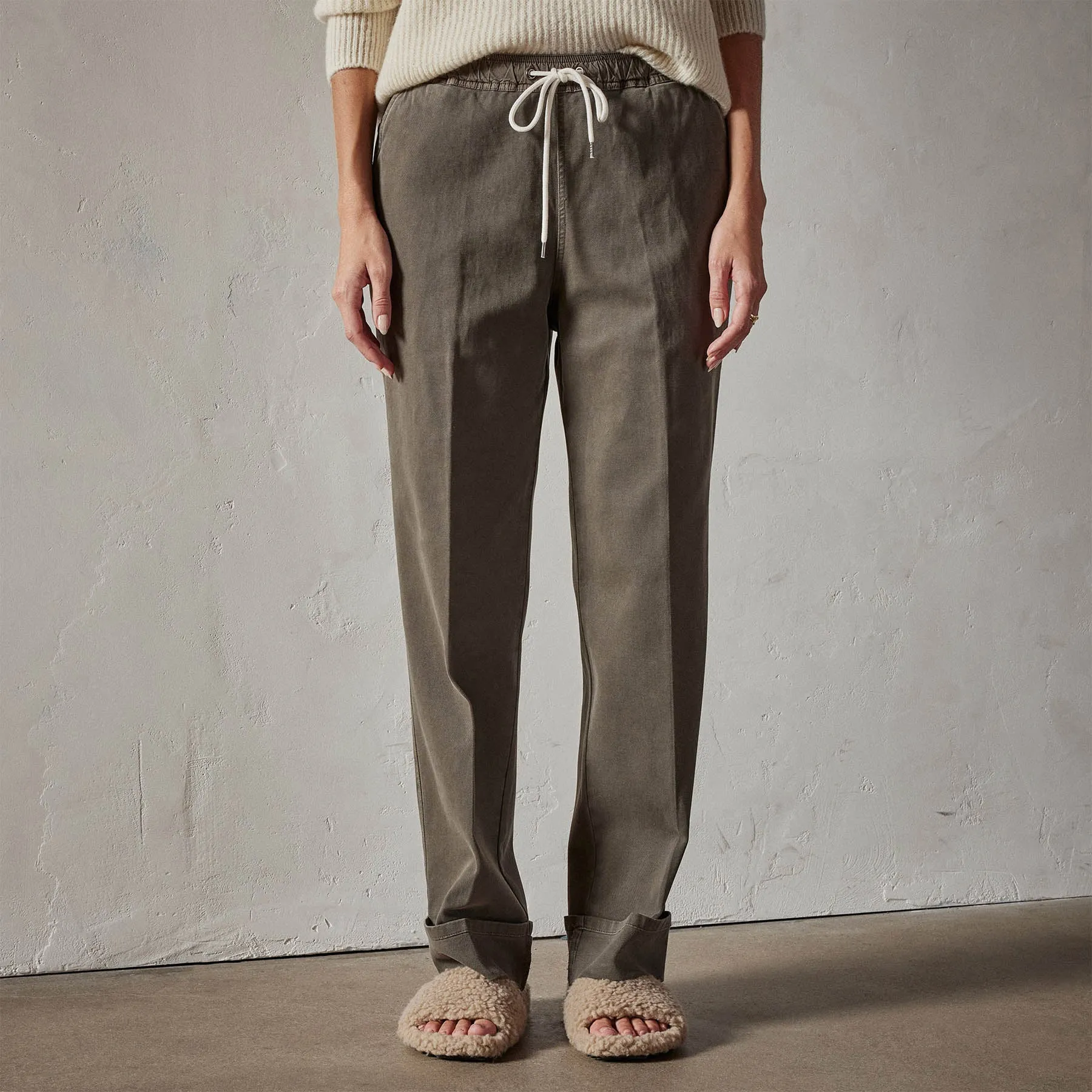 Brushed Cotton Twill Cuffed Trouser - Tent Pigment