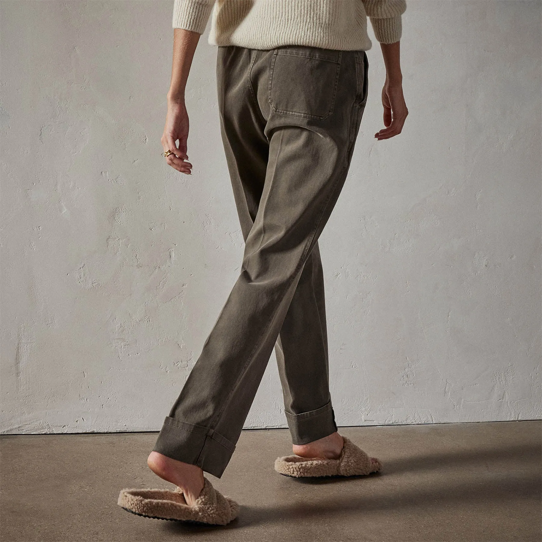 Brushed Cotton Twill Cuffed Trouser - Tent Pigment