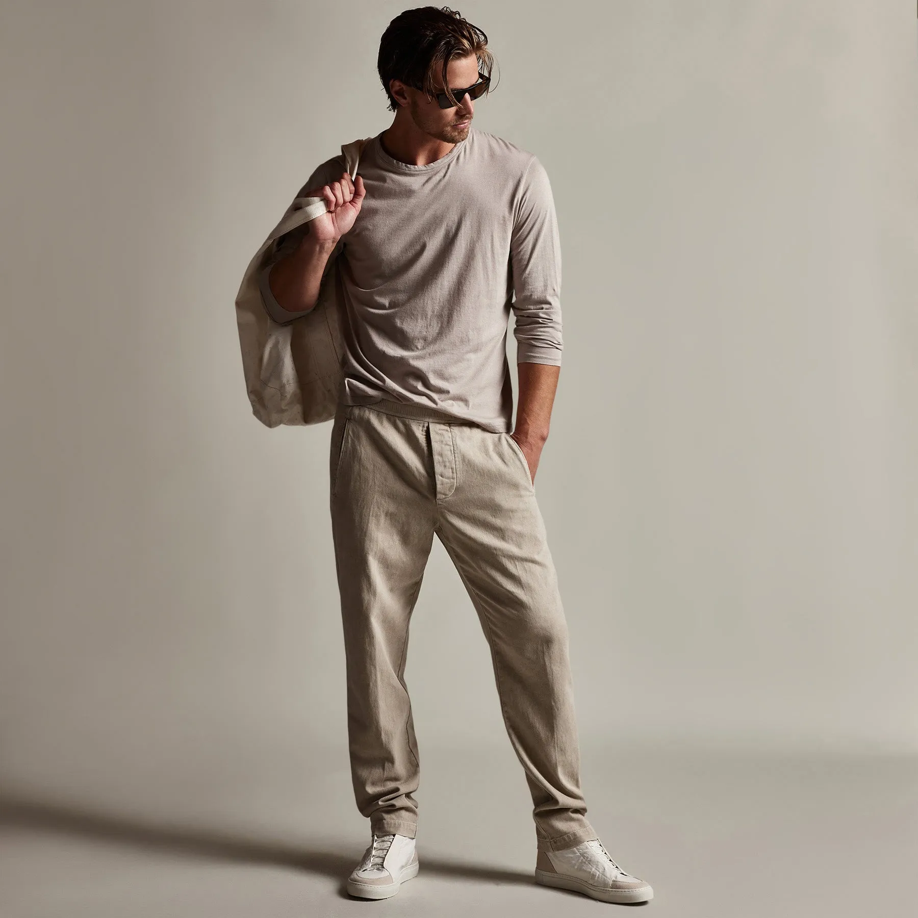 Brushed Cotton Twill Trouser - Toast Pigment