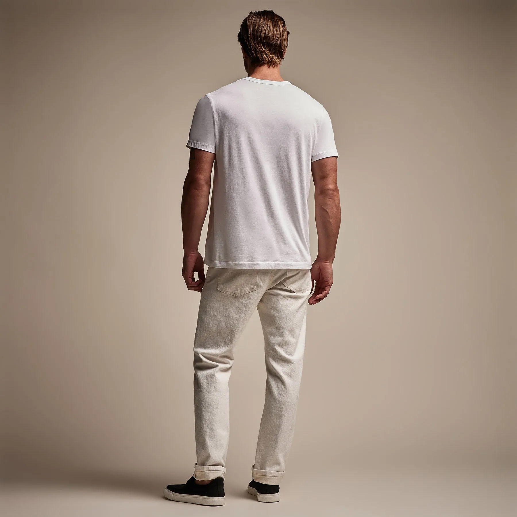 Brushed Lotus Crew - White