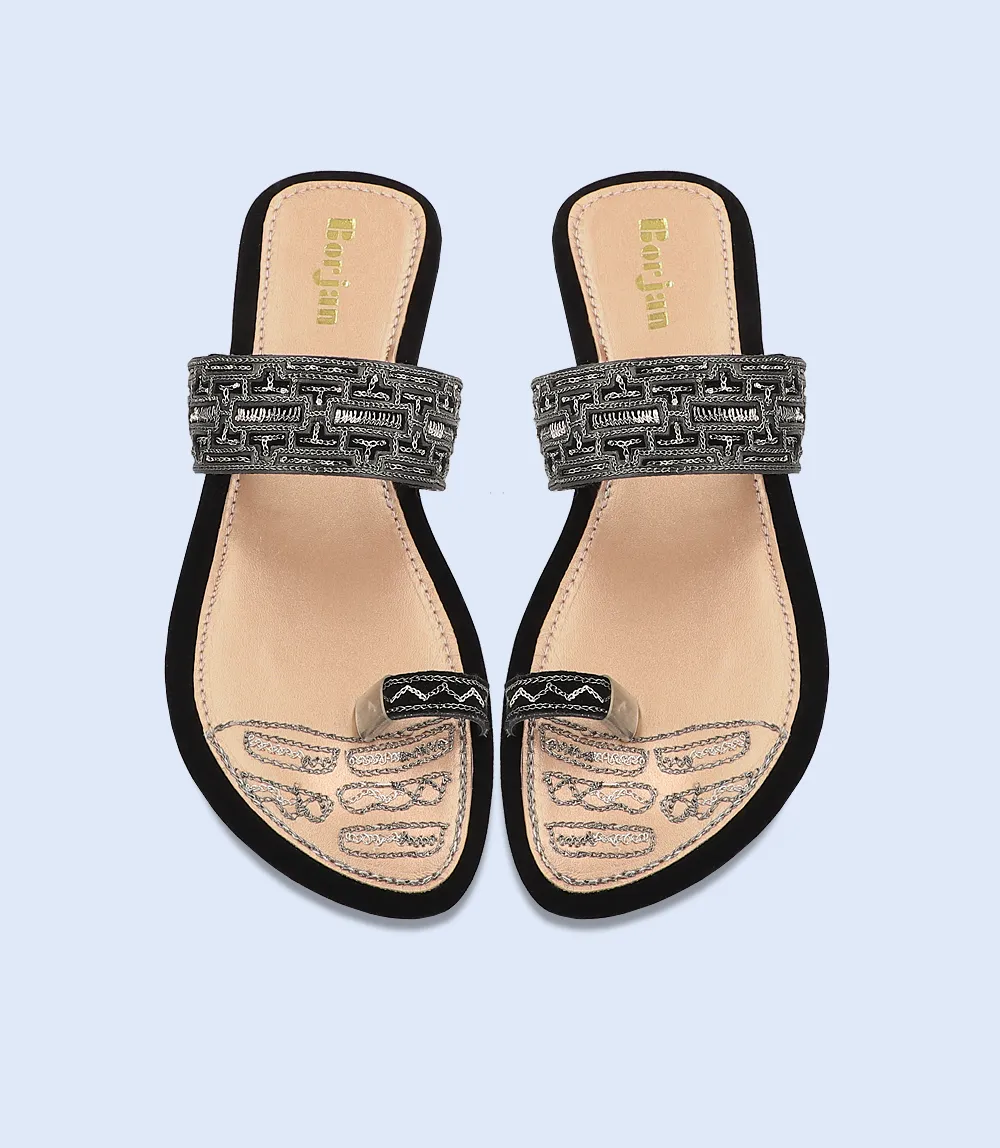 BW7222-BLACK-Women Virsa Chappal