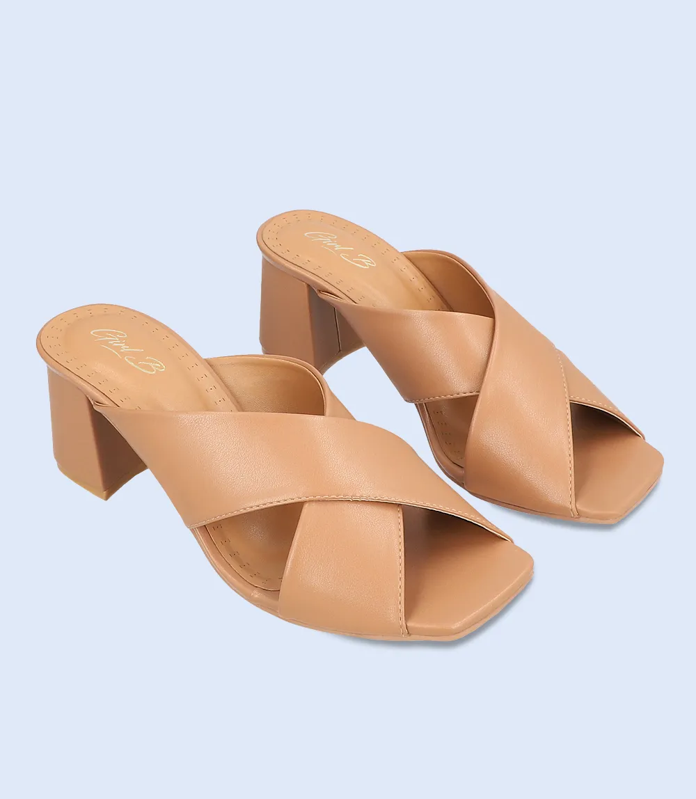 BW7750-KHAKI-Women Casual Slipper Heels