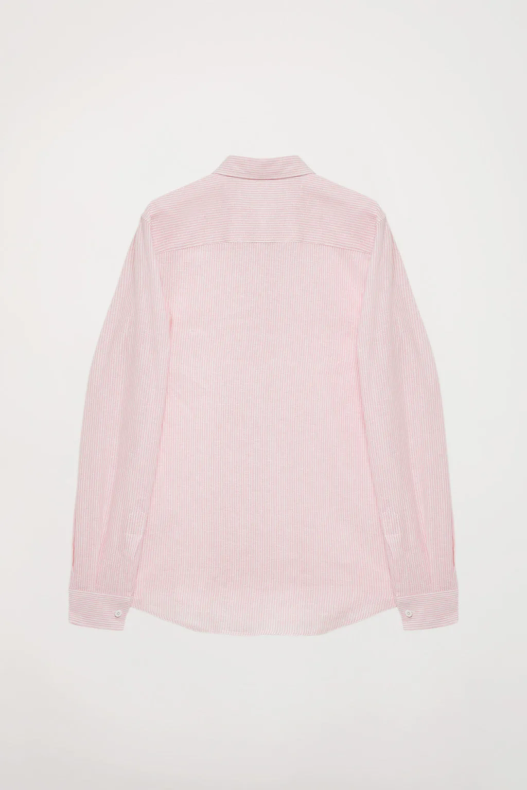 Camisa mil rayas rosa con detalle bordado en el pecho