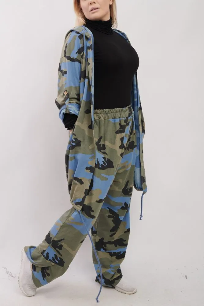 Camouflage Print Drawstring Hem Cotton Co-Ord