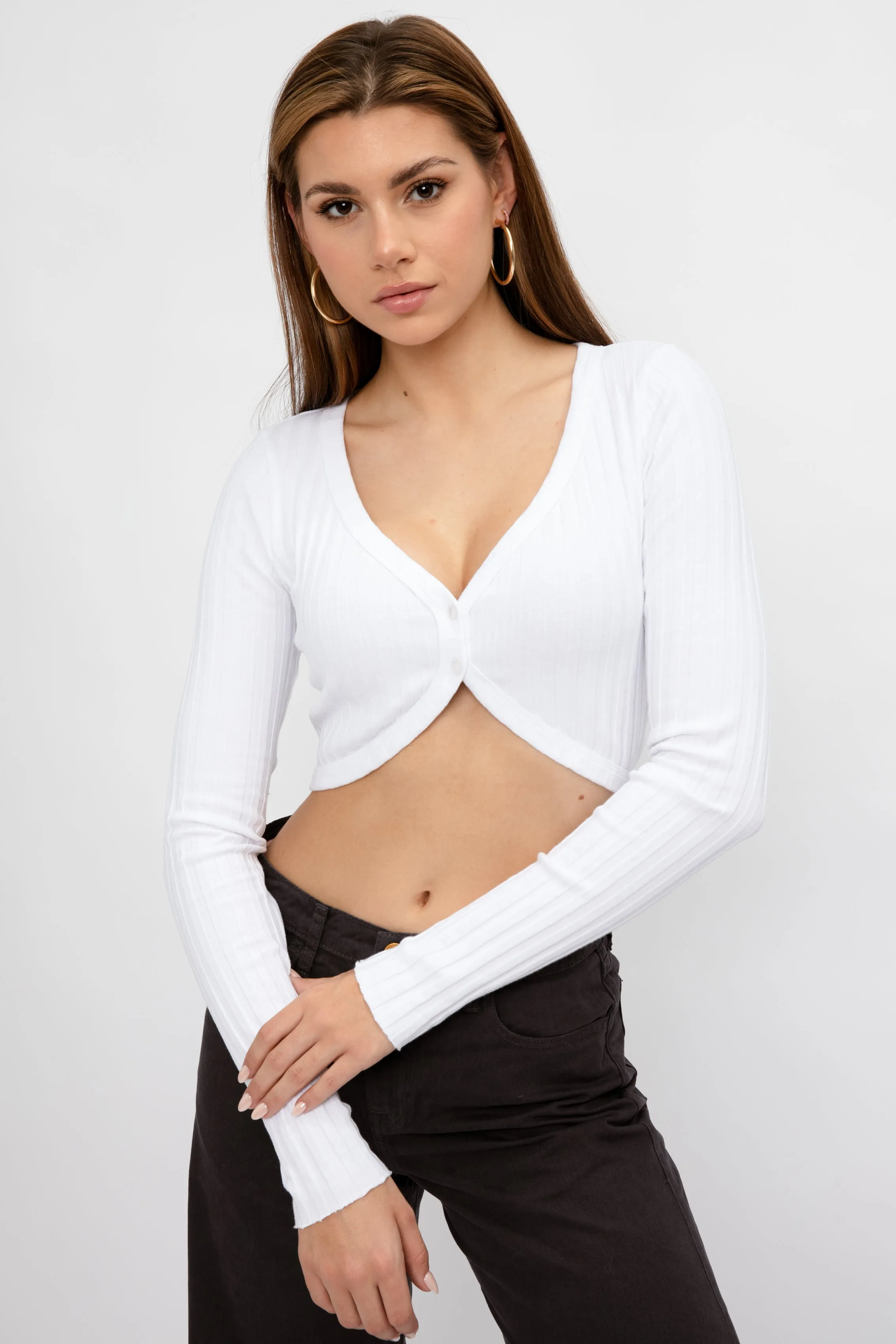 Capri Crop Cardigan in White