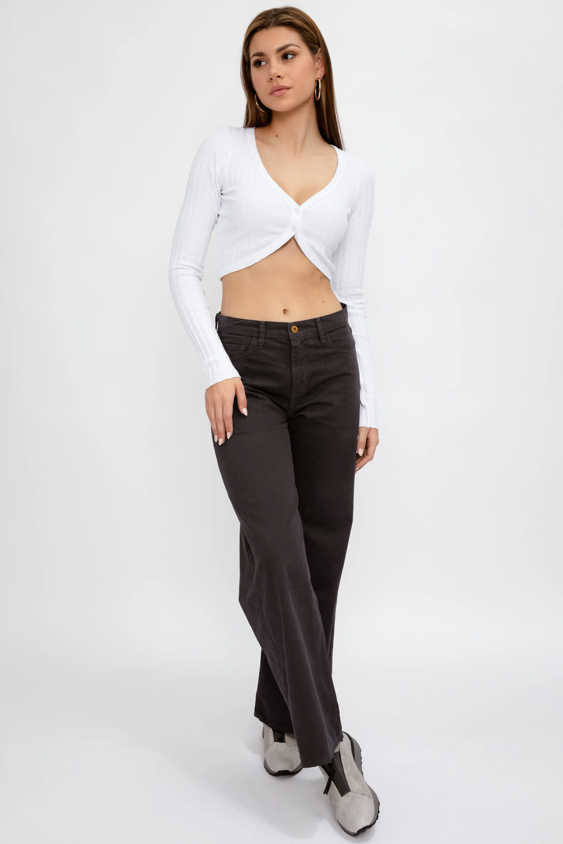 Capri Crop Cardigan in White