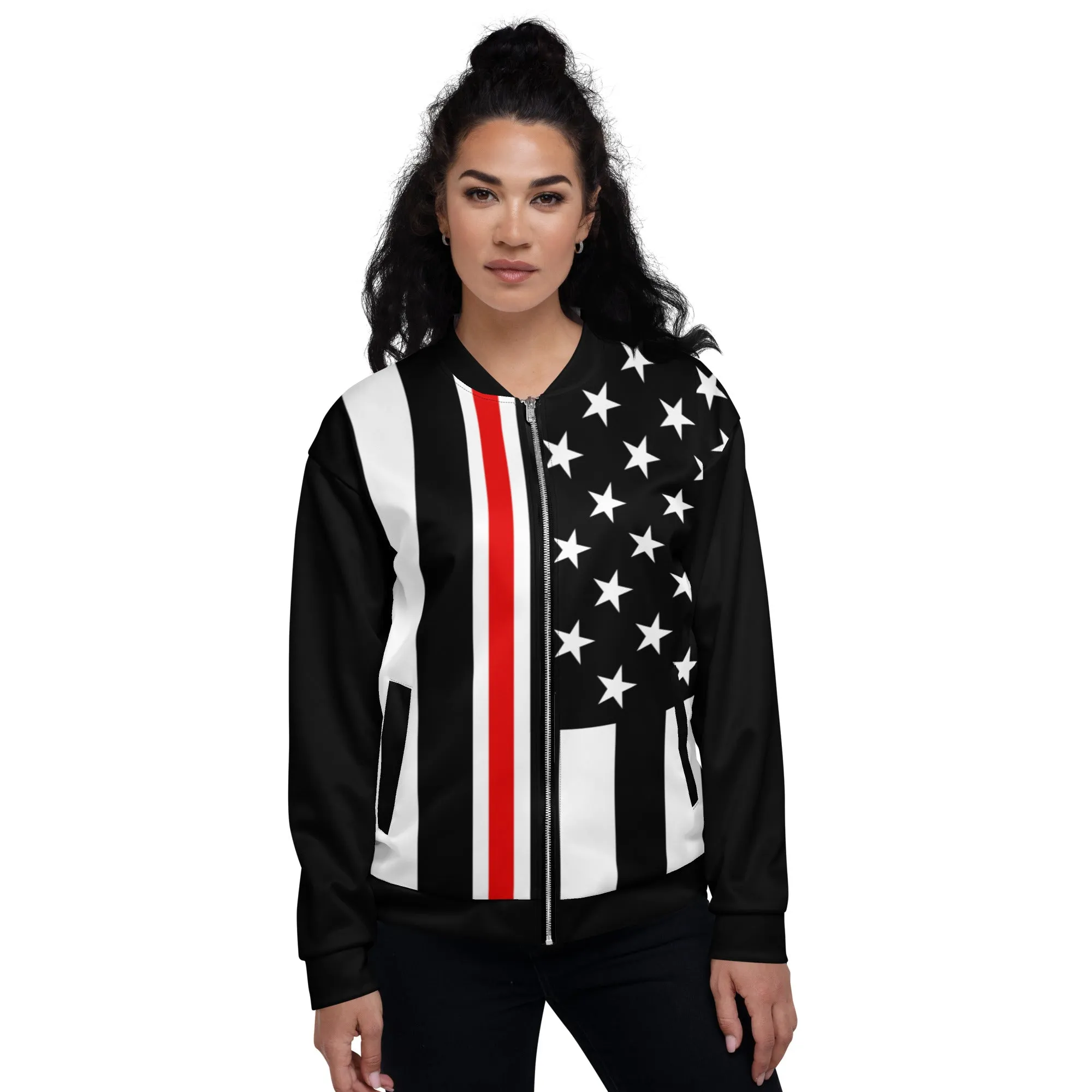 Celebrating Nurses - Thin Red/White Line Unisex Bomber Jacket