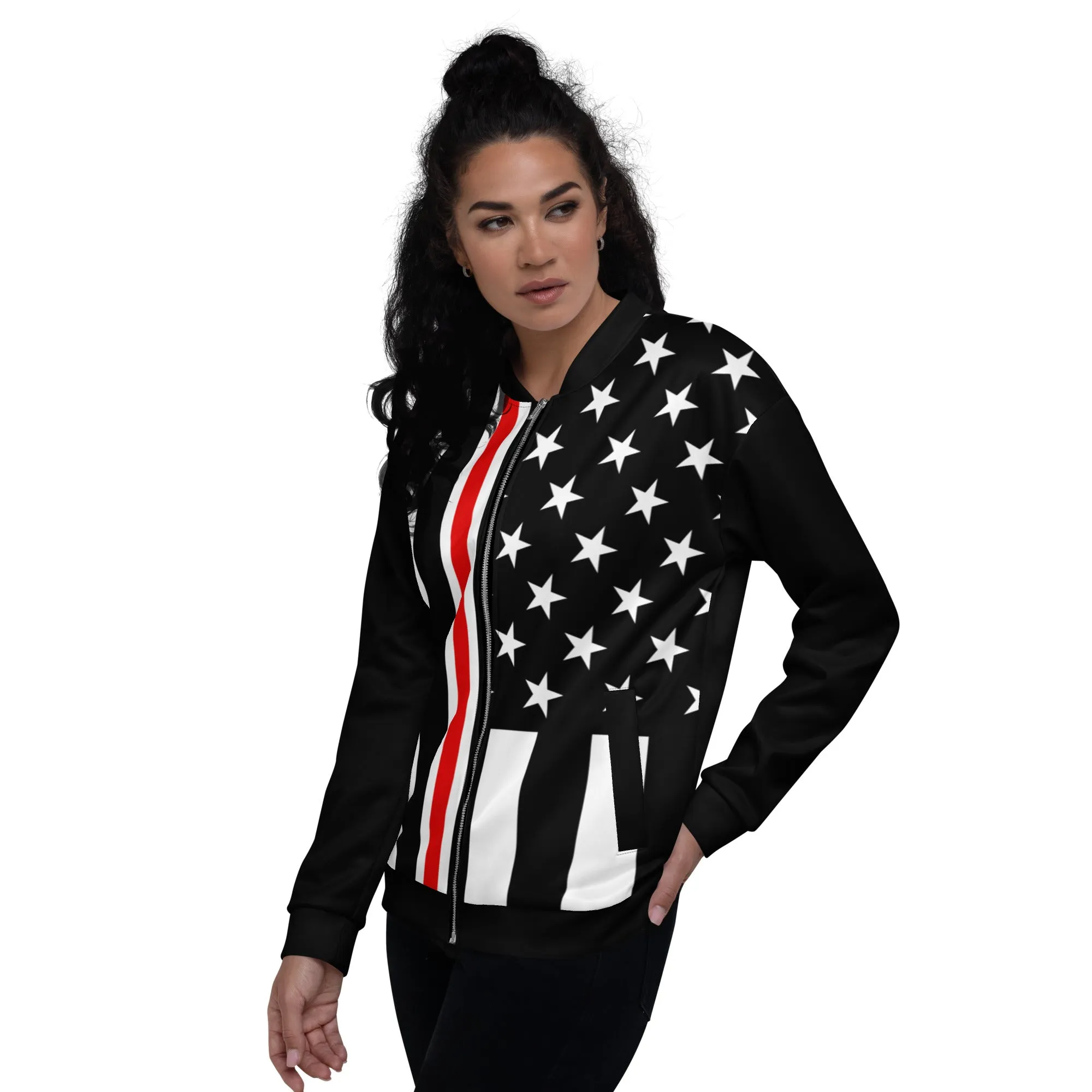 Celebrating Nurses - Thin Red/White Line Unisex Bomber Jacket