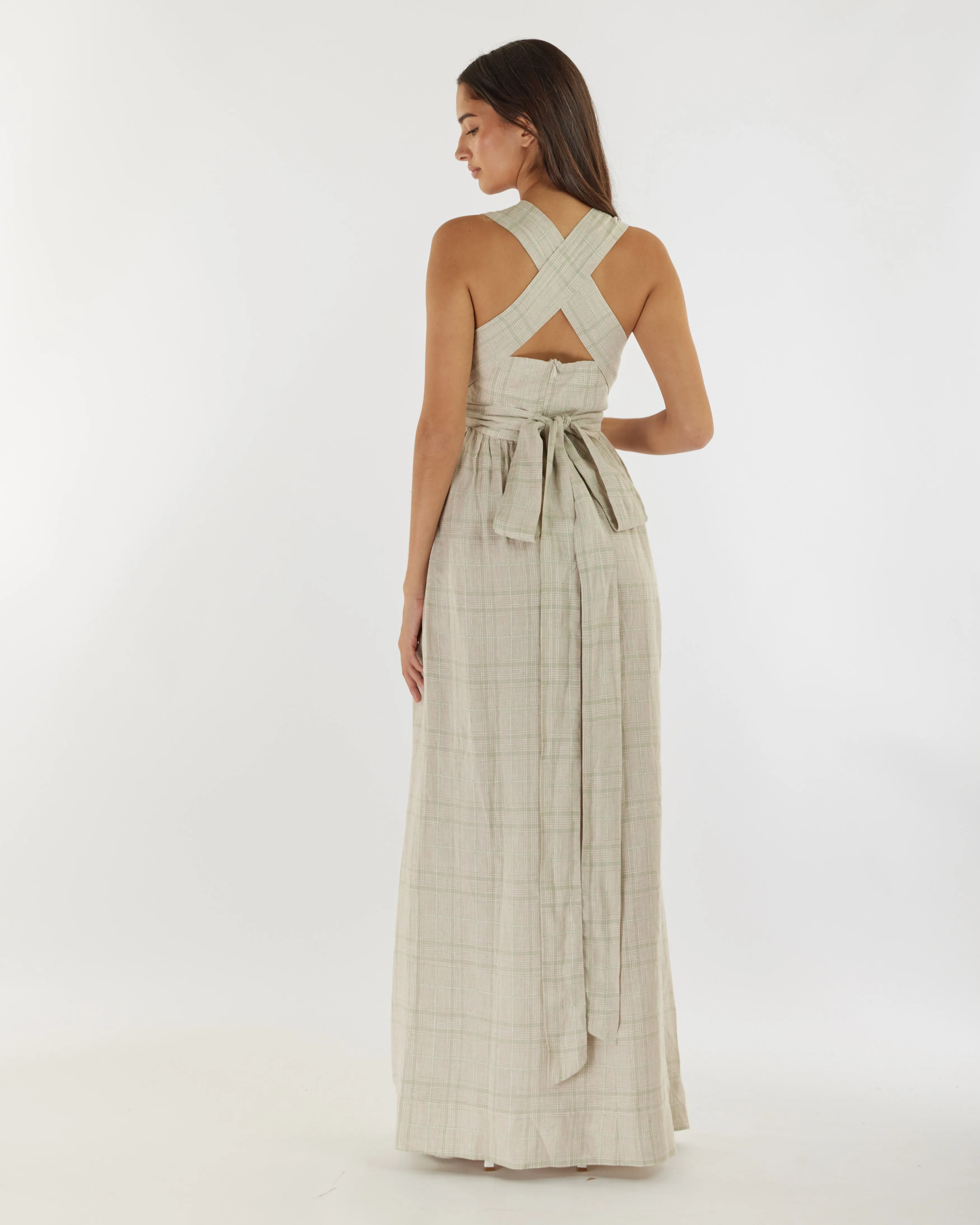 Charlotte Check Wrap Maxi Dress